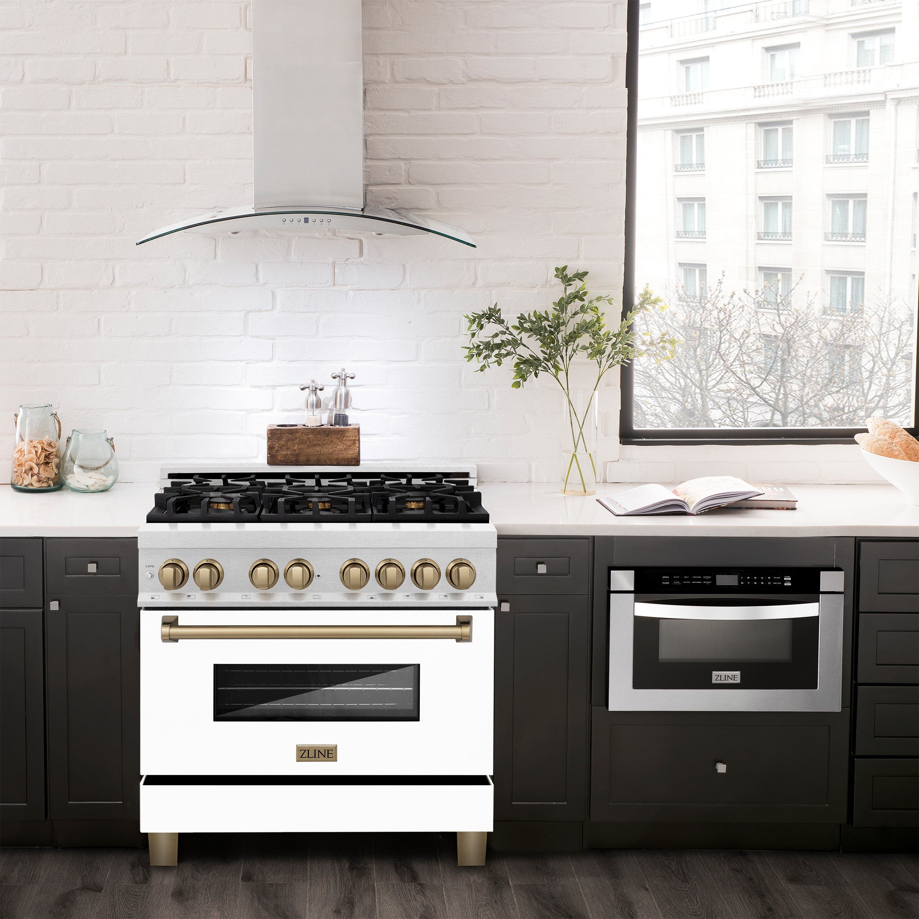 Zline RASZWM36MB Durasnow Stainless Steel with White Matte Door and...