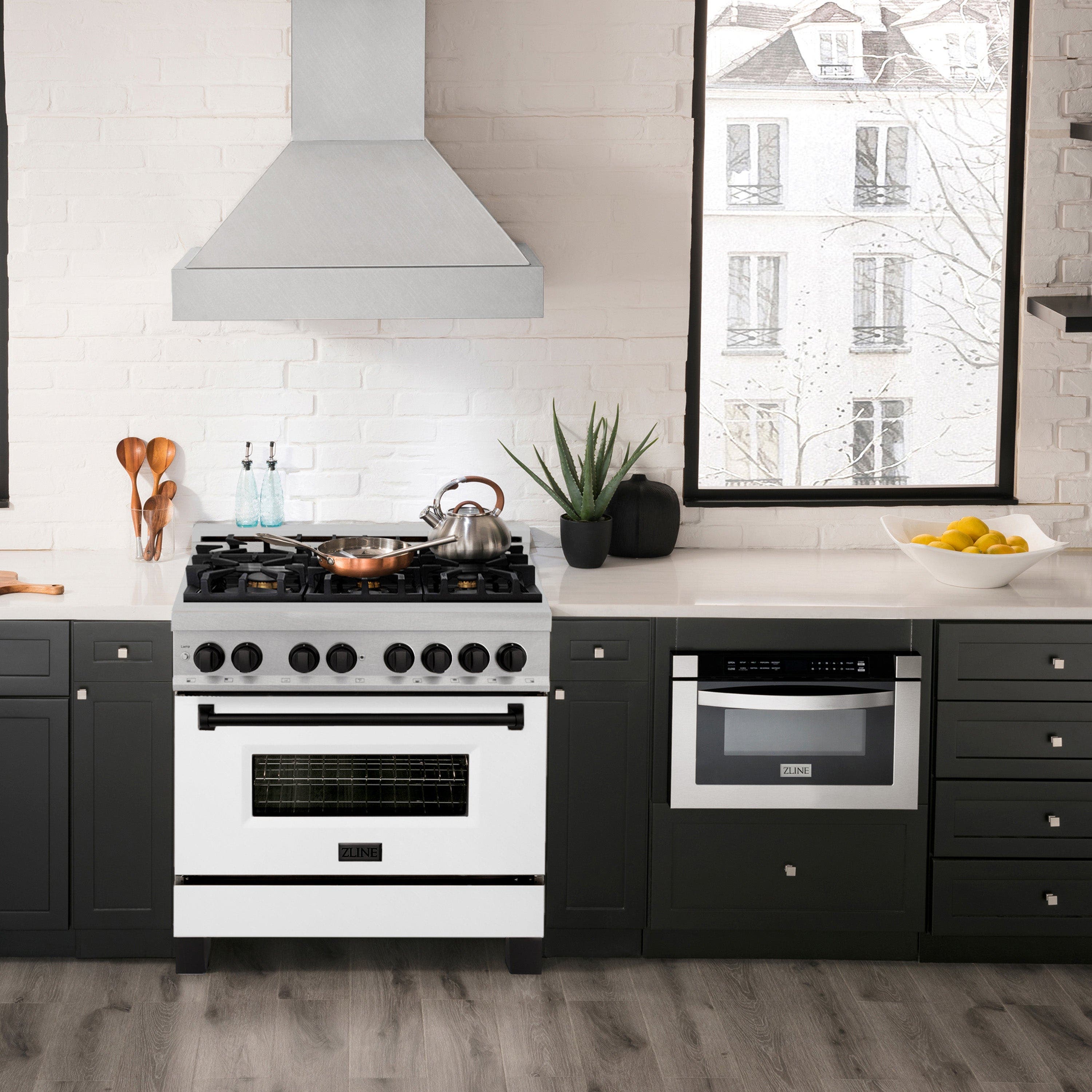 Zline RASZWM36MB Durasnow Stainless Steel with White Matte Door and...