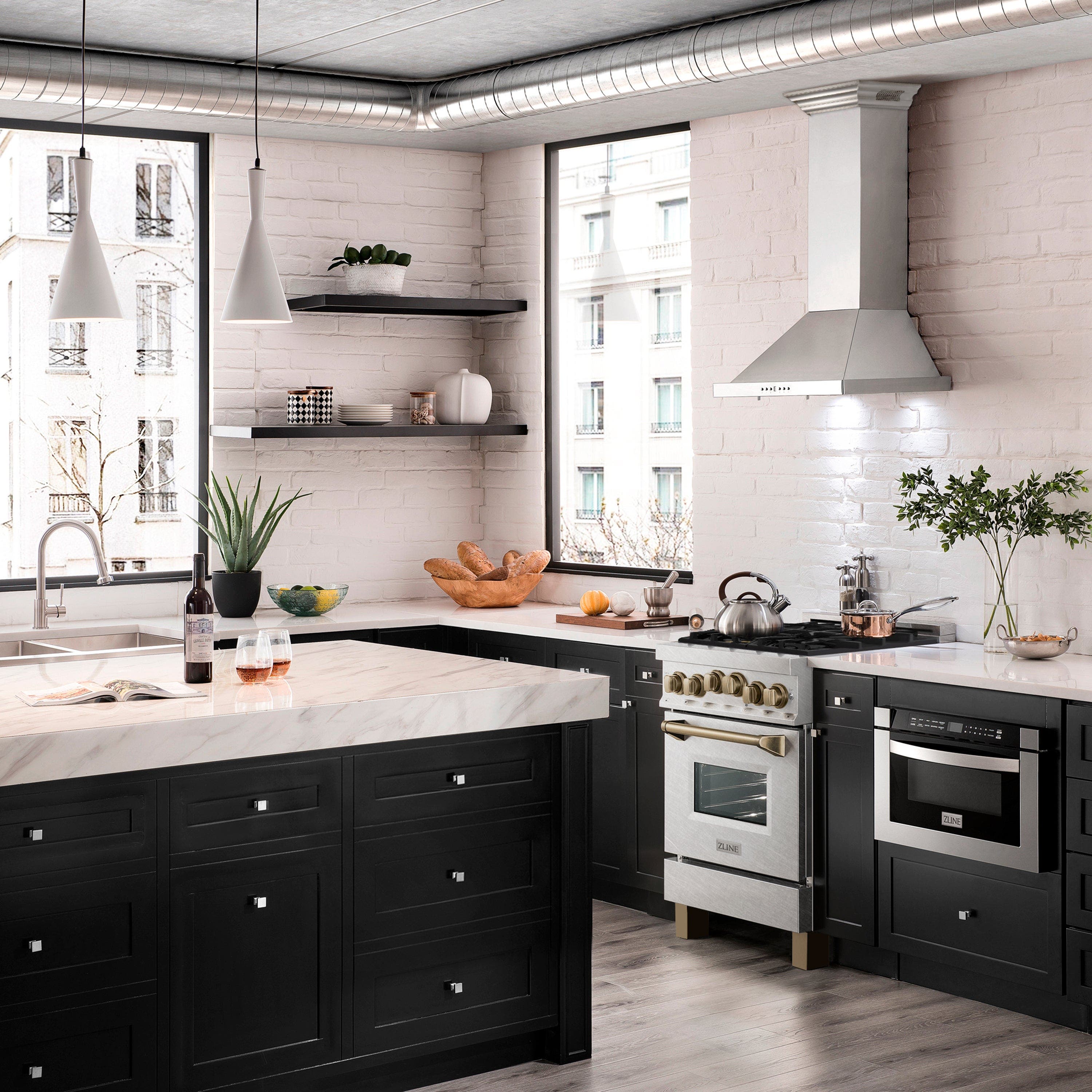 Zline RGSZSN24MB Durasnow Stainless Steel With Matte Black Accents