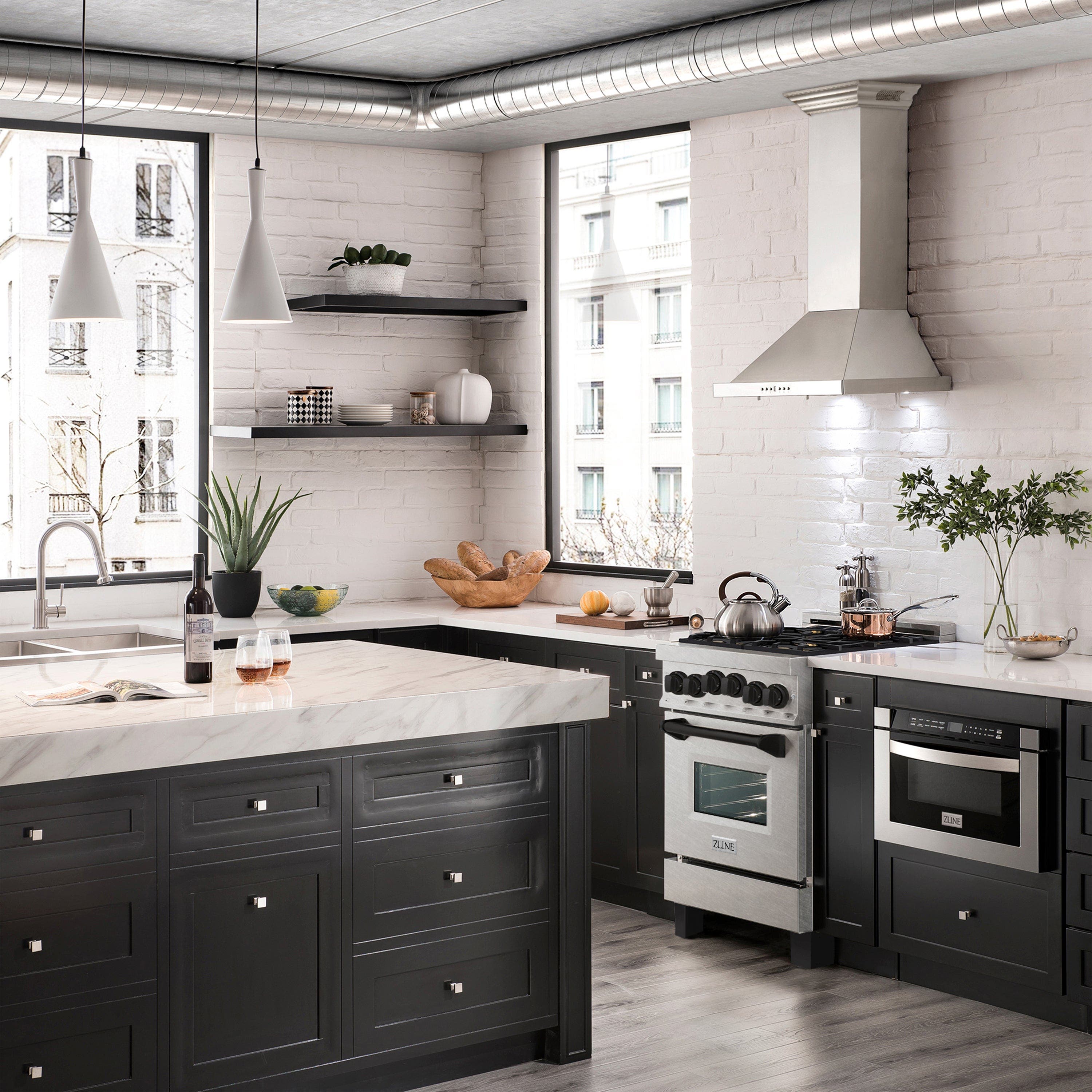 Zline RGSZSN24MB Durasnow Stainless Steel With Matte Black Accents