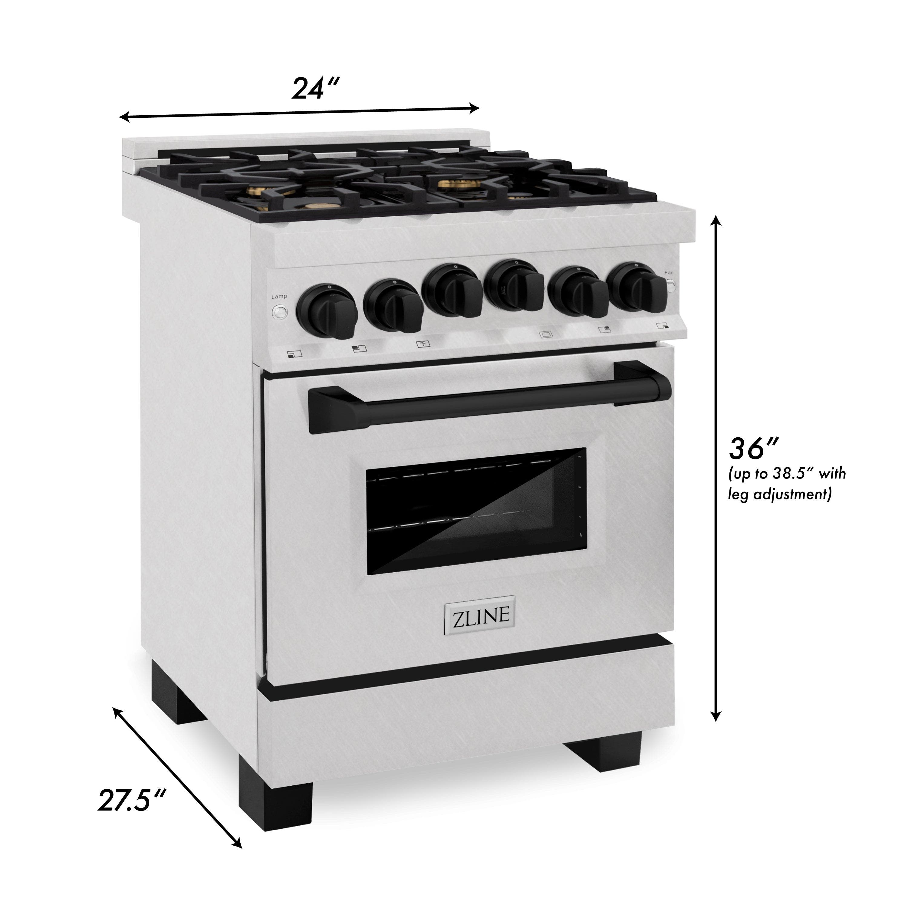 Zline RGSZSN24MB Durasnow Stainless Steel With Matte Black Accents