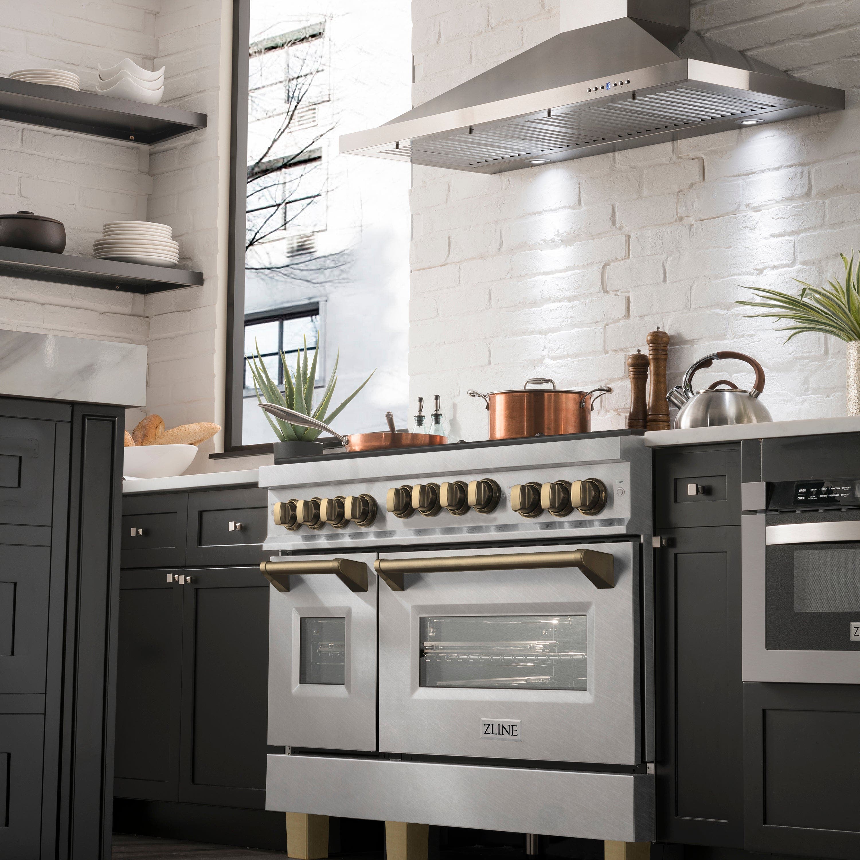Zline RGSZSN48MB Durasnow Stainless Steel With Matte Black Accents