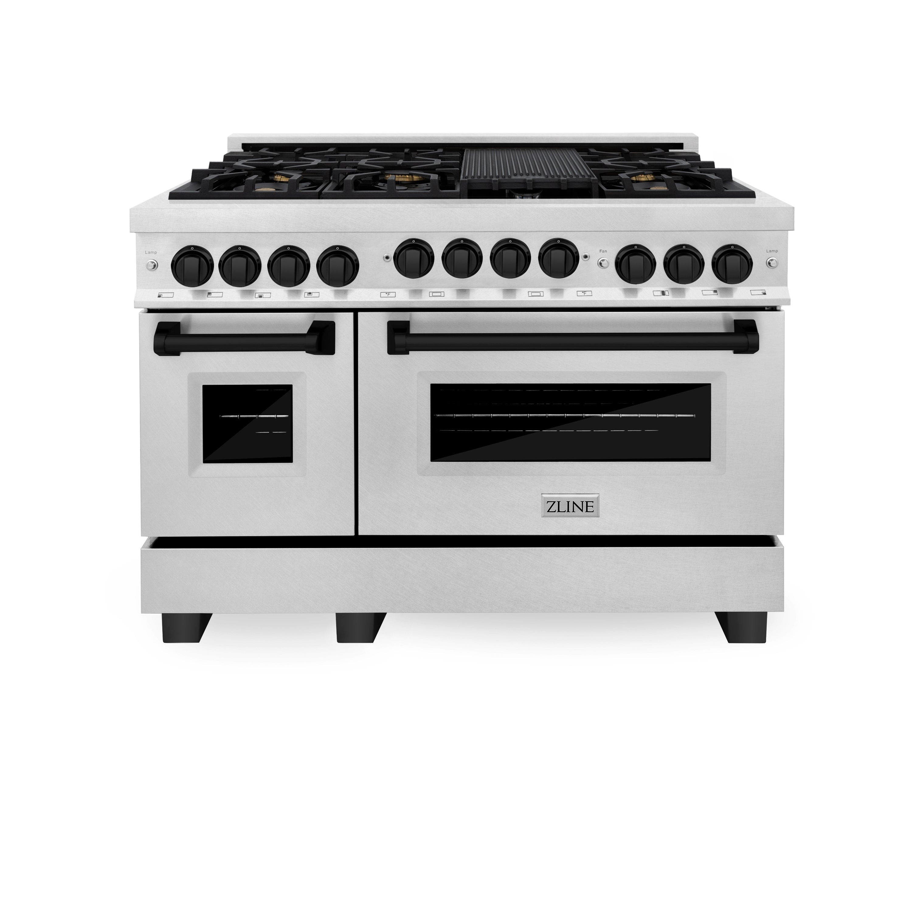 Zline RGSZSN48MB Durasnow Stainless Steel With Matte Black Accents