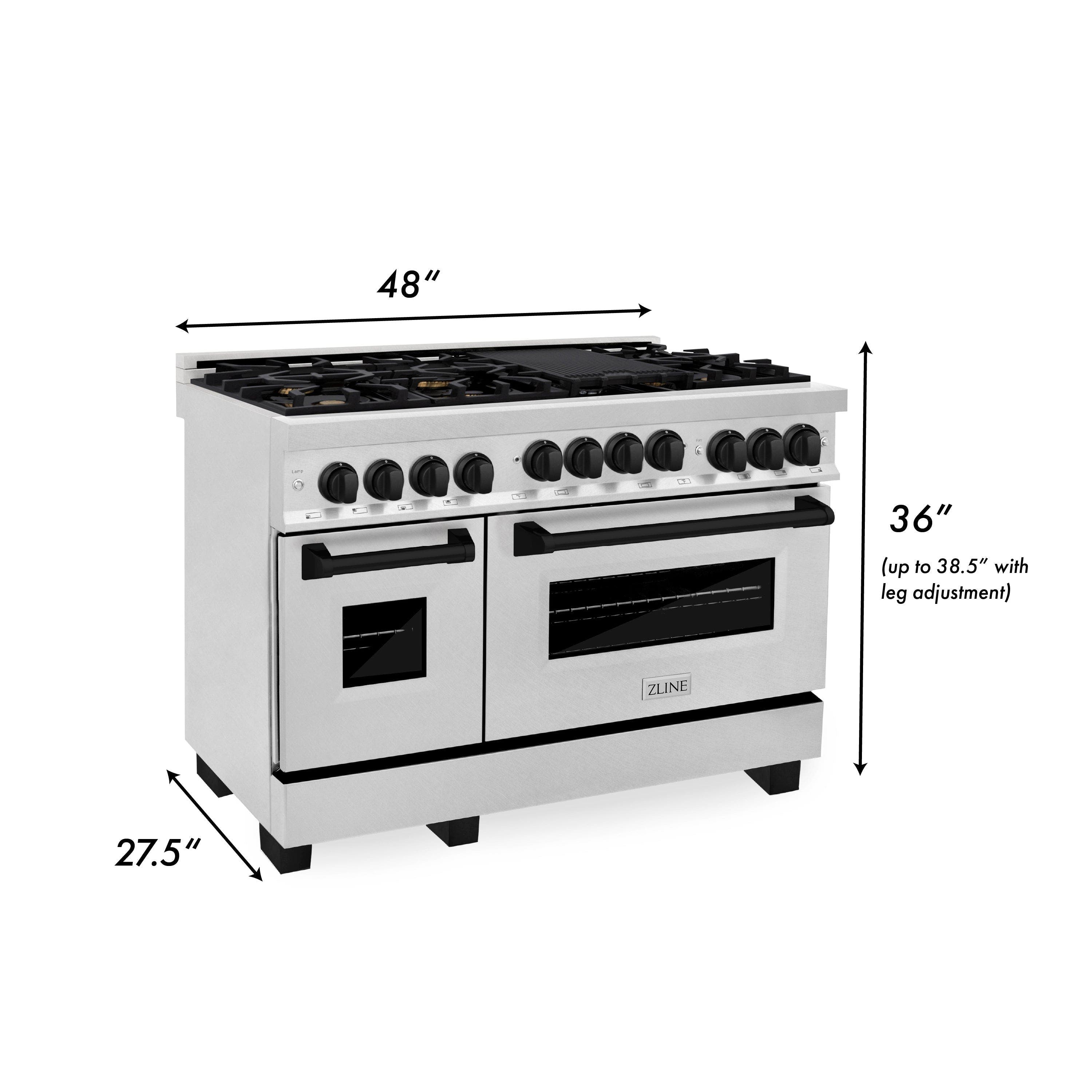 Zline RGSZSN48MB Durasnow Stainless Steel With Matte Black Accents