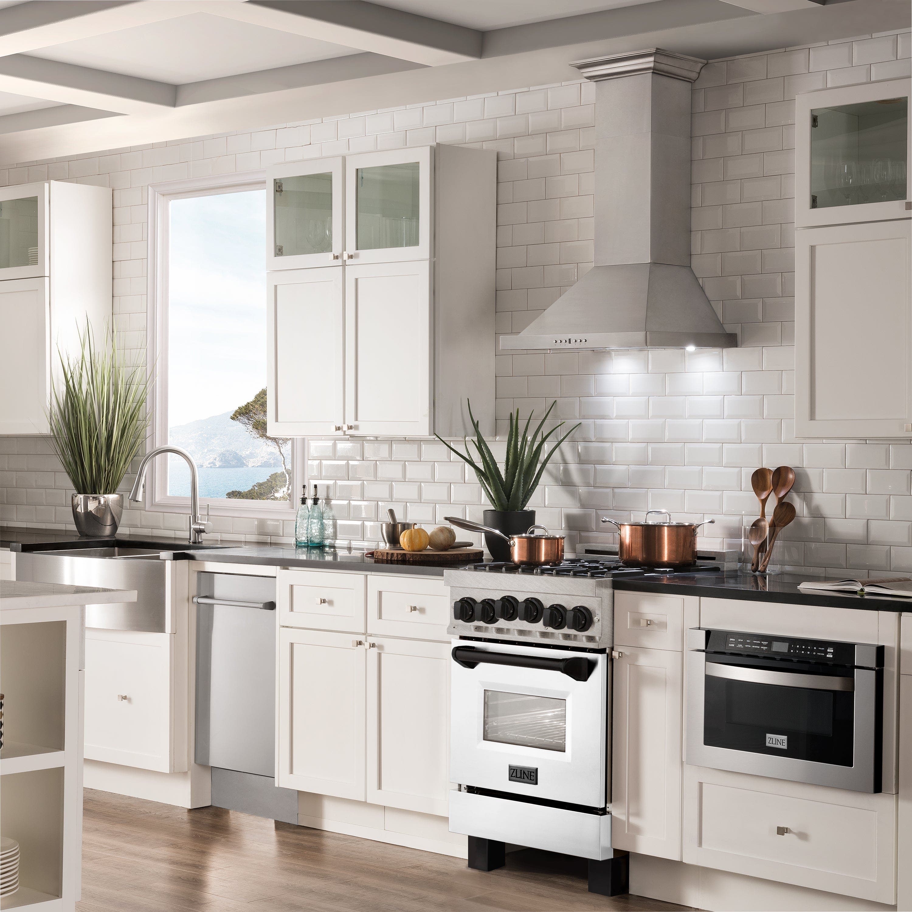 Zline RGSZWM24MB Durasnow Stainless Steel With White Matte Door And...