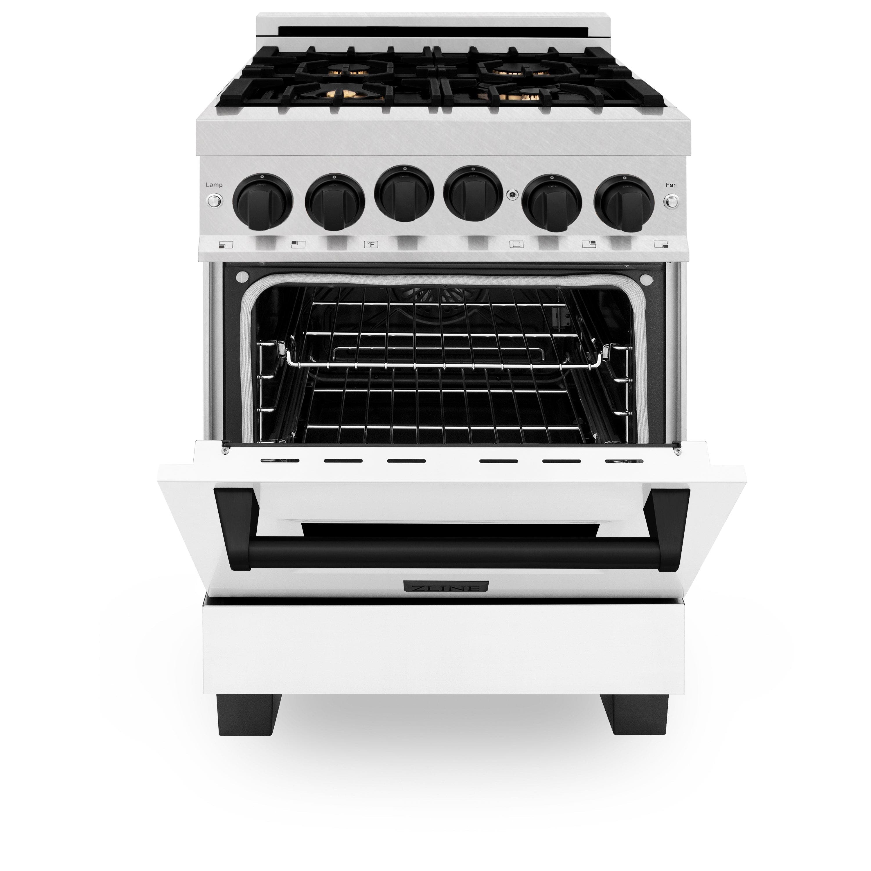 Zline RGSZWM24MB Durasnow Stainless Steel With White Matte Door And...
