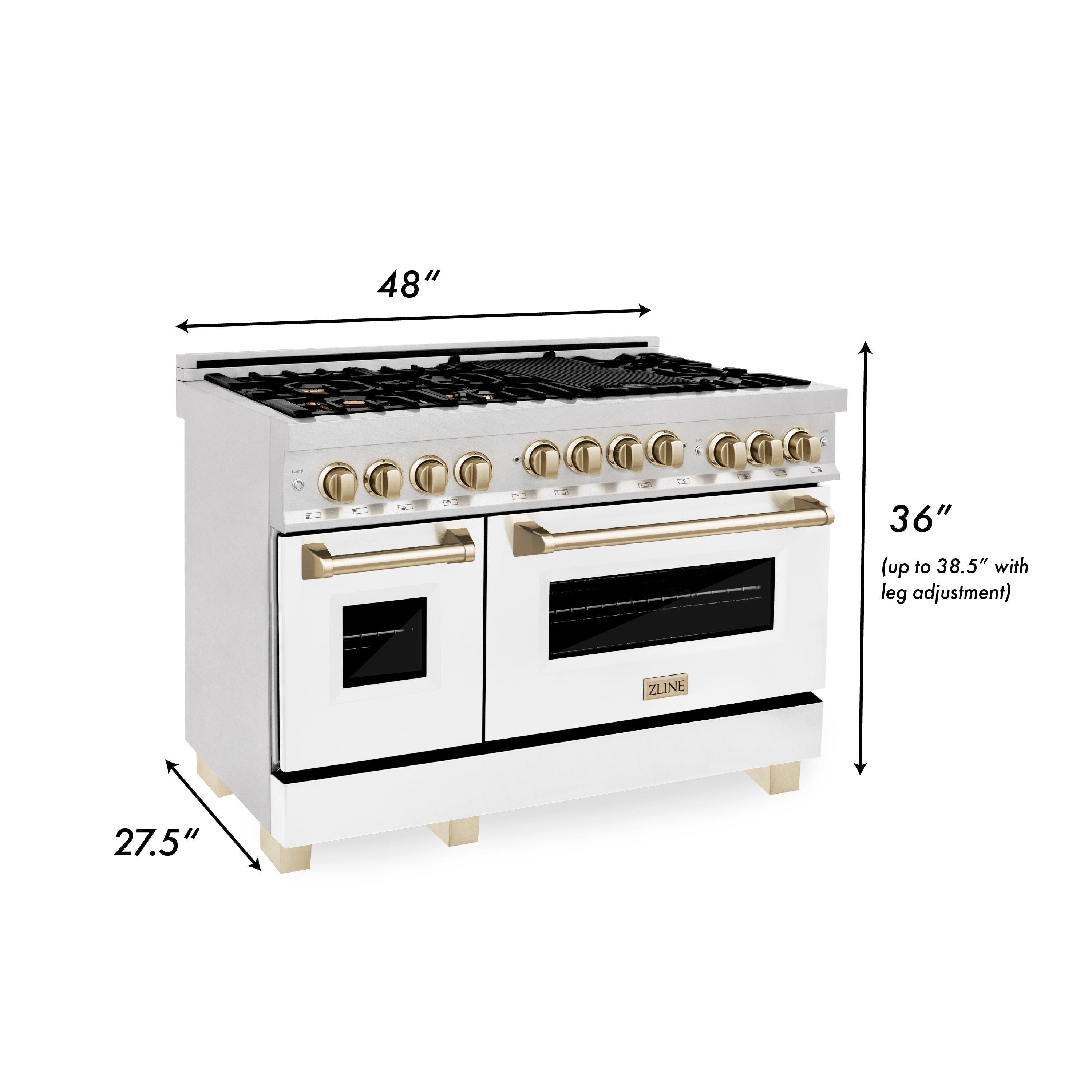 Zline RGSZWM48MB Durasnow Stainless Steel With White Matte Door And...