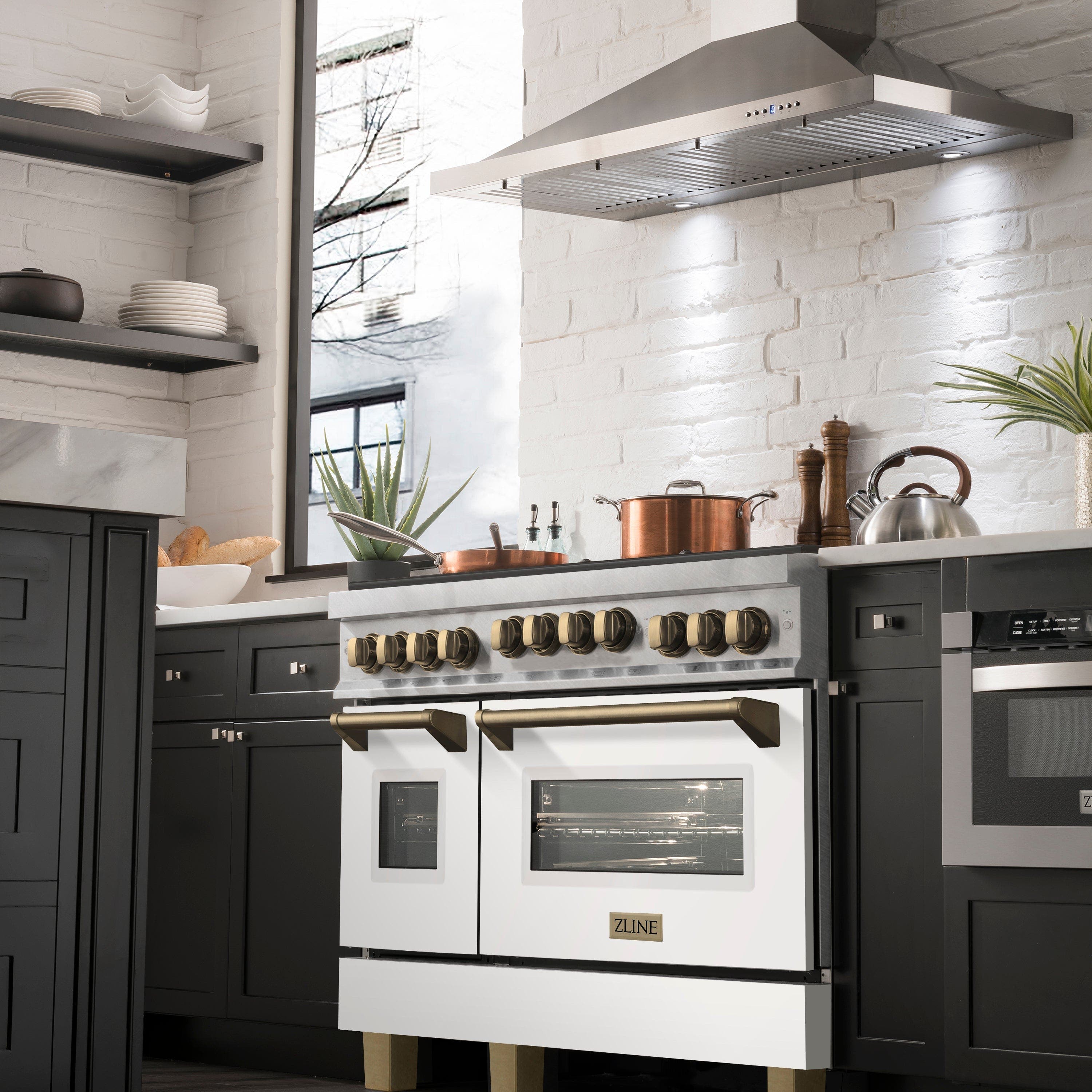 Zline RGSZWM48MB Durasnow Stainless Steel With White Matte Door And...