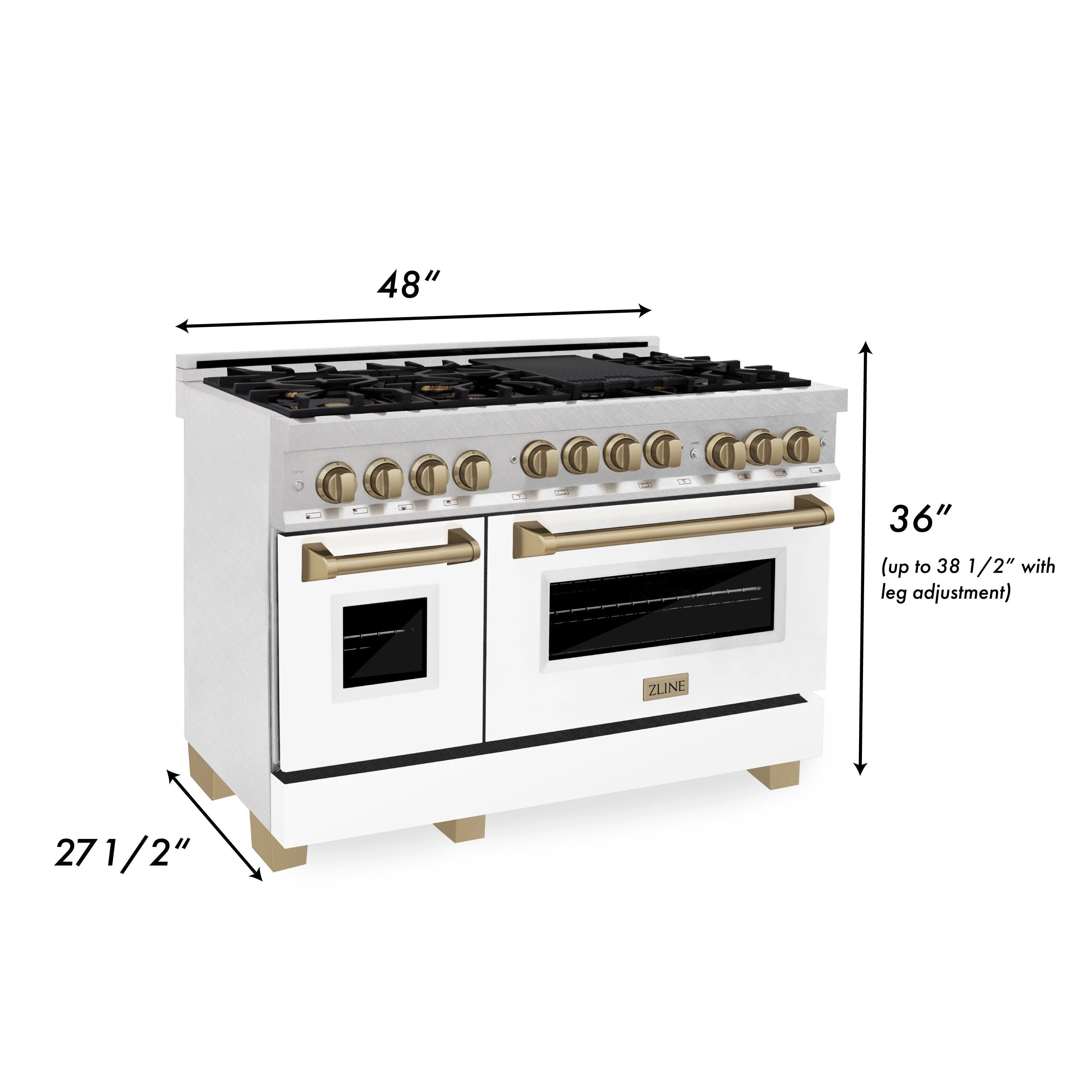 Zline RGSZWM48MB Durasnow Stainless Steel With White Matte Door And...