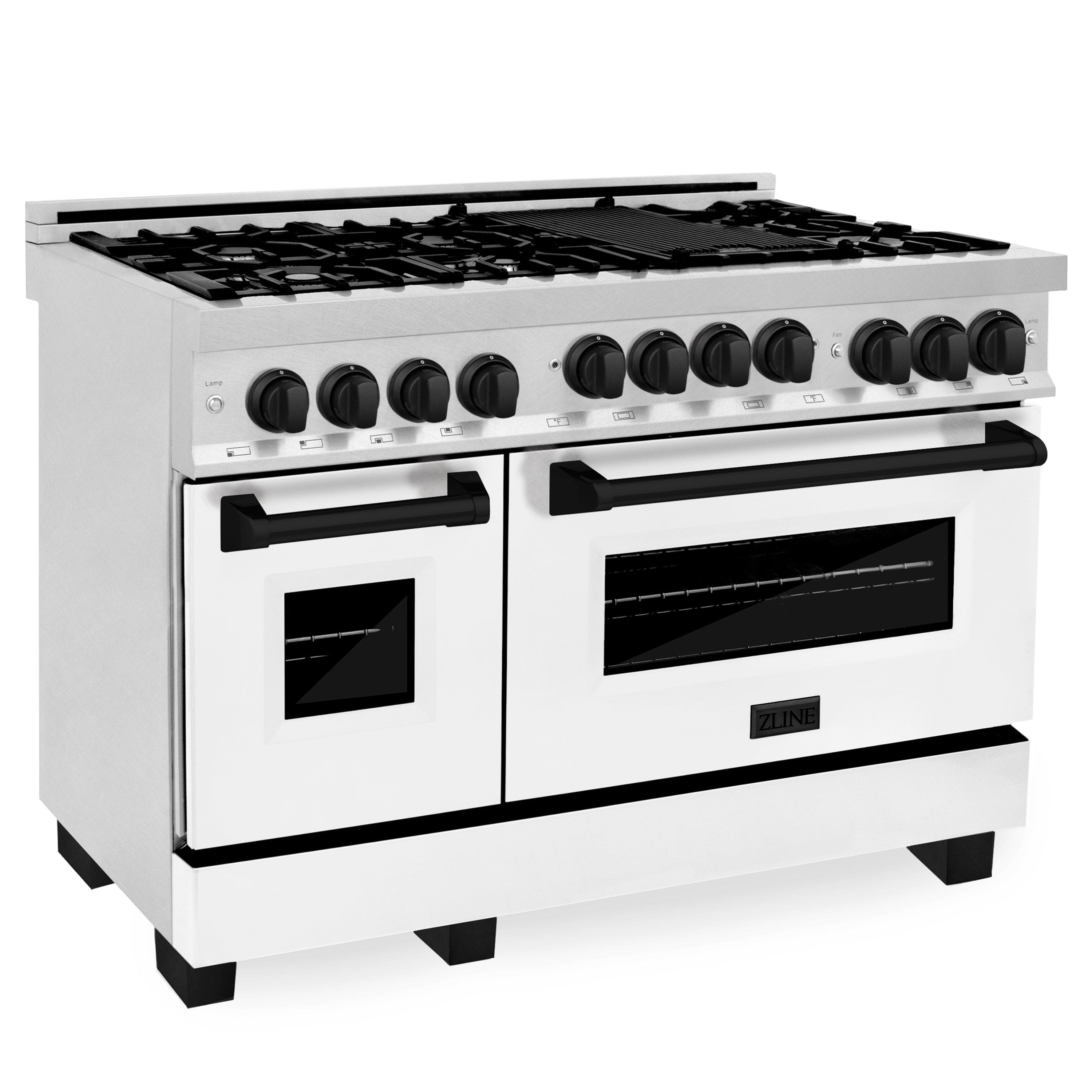Zline RGSZWM48MB Durasnow Stainless Steel With White Matte Door And...