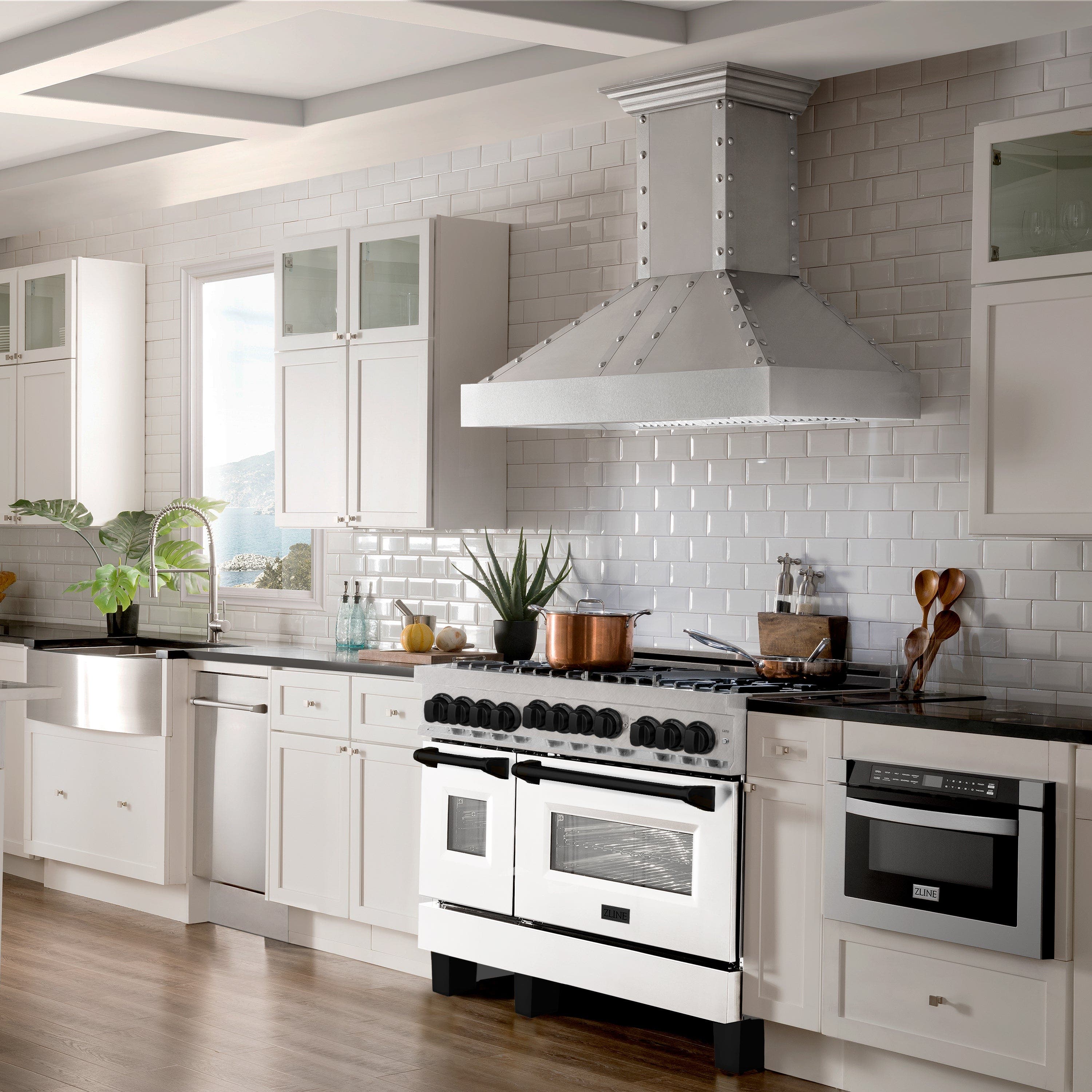 Zline RGSZWM48MB Durasnow Stainless Steel With White Matte Door And...