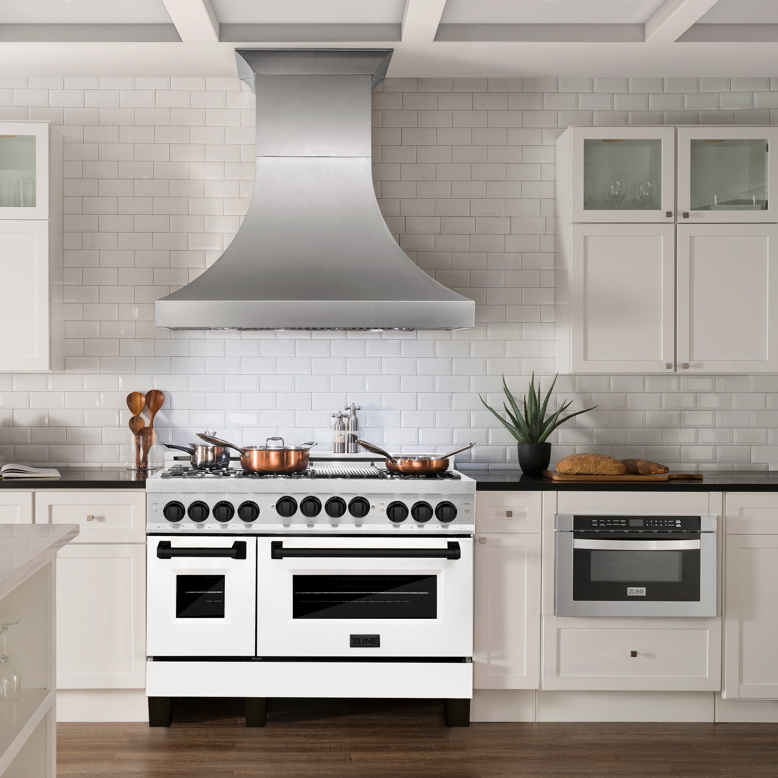 Zline RGSZWM48MB Durasnow Stainless Steel With White Matte Door And...