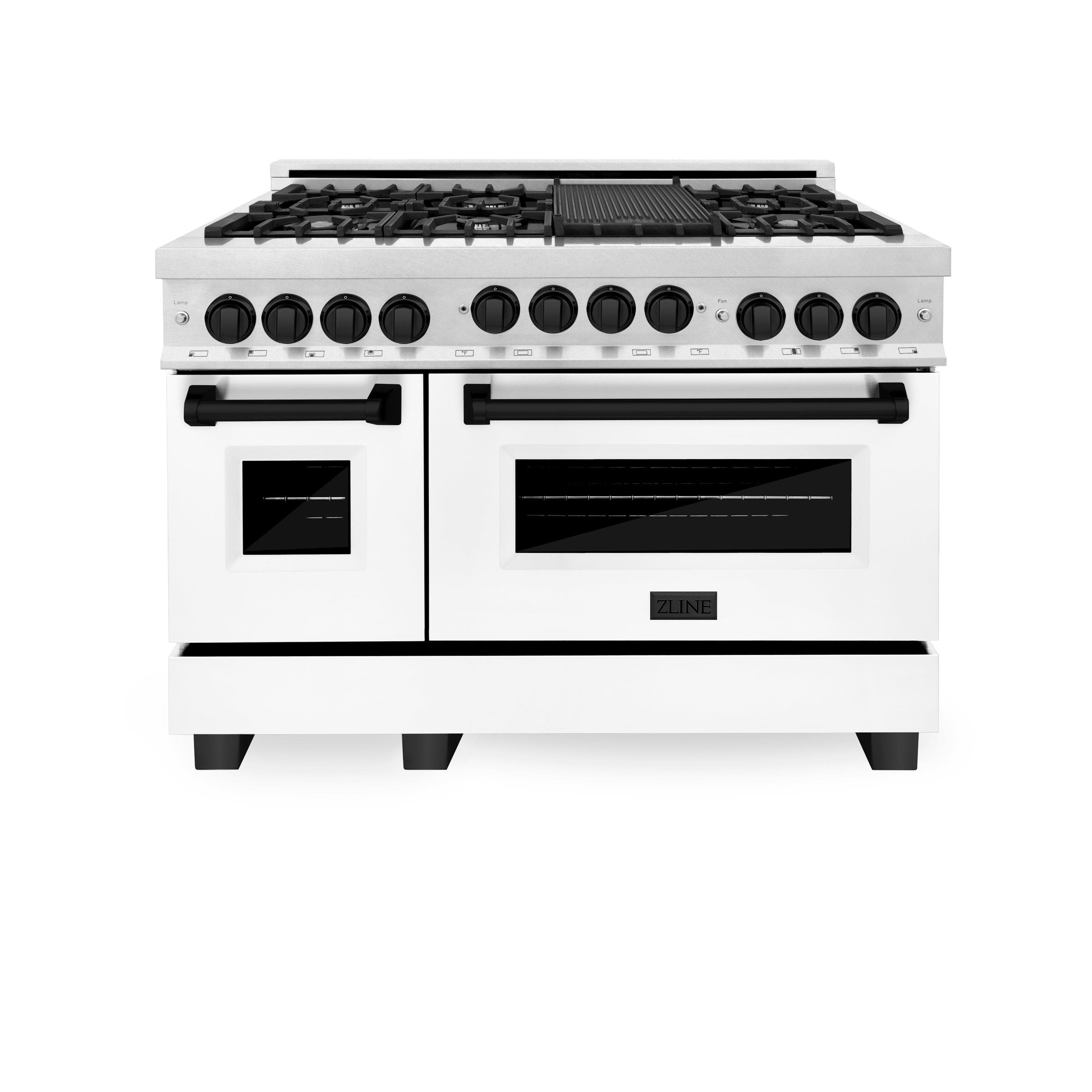 Zline RGSZWM48MB Durasnow Stainless Steel With White Matte Door And...