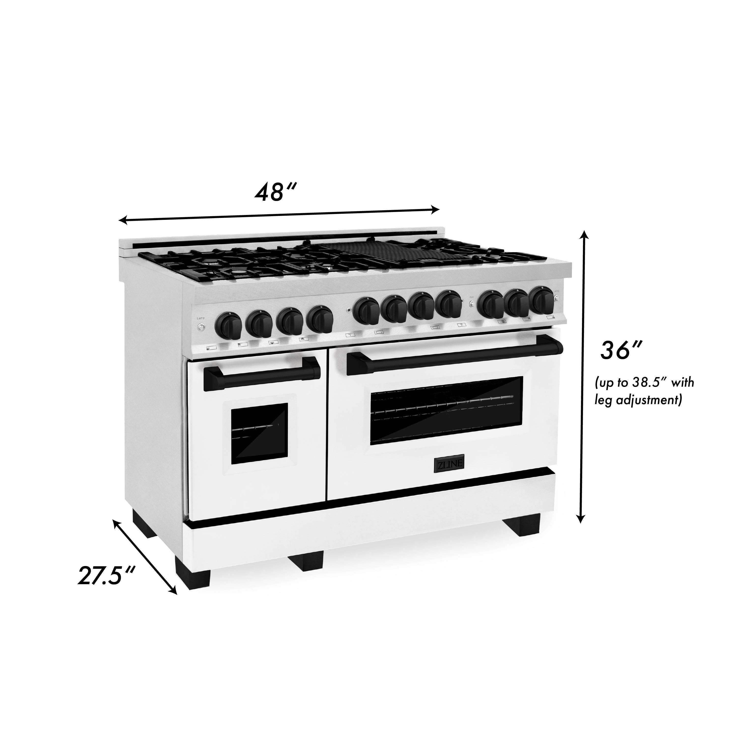 Zline RGSZWM48MB Durasnow Stainless Steel With White Matte Door And...