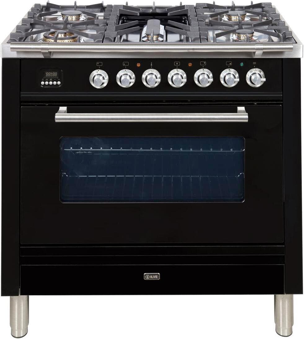 Ilve UPW90FDMPNLP Glossy Black, Chrome Trim