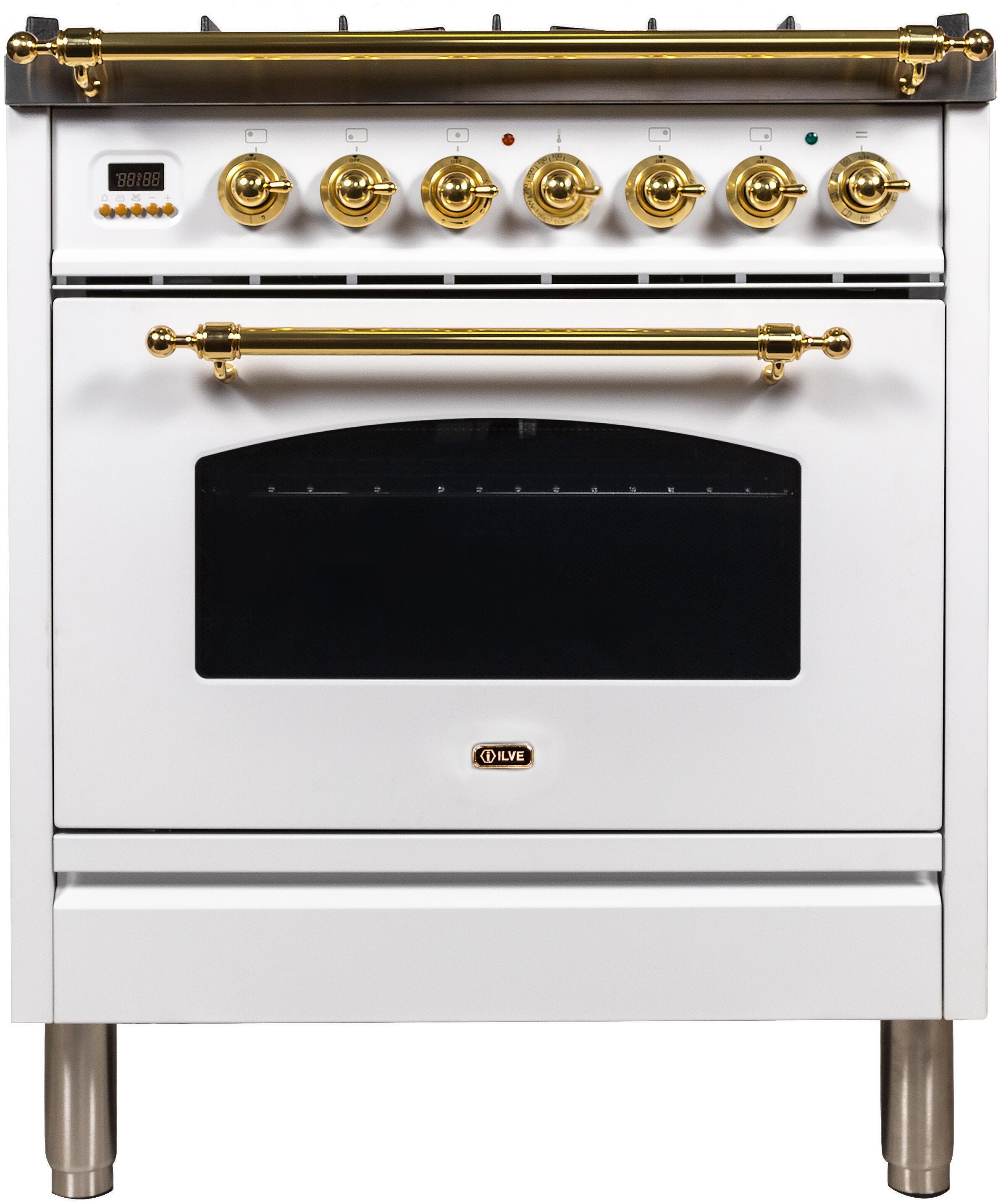 Ilve UPN76DMPB Natural Gas In White W/ Brass Trim