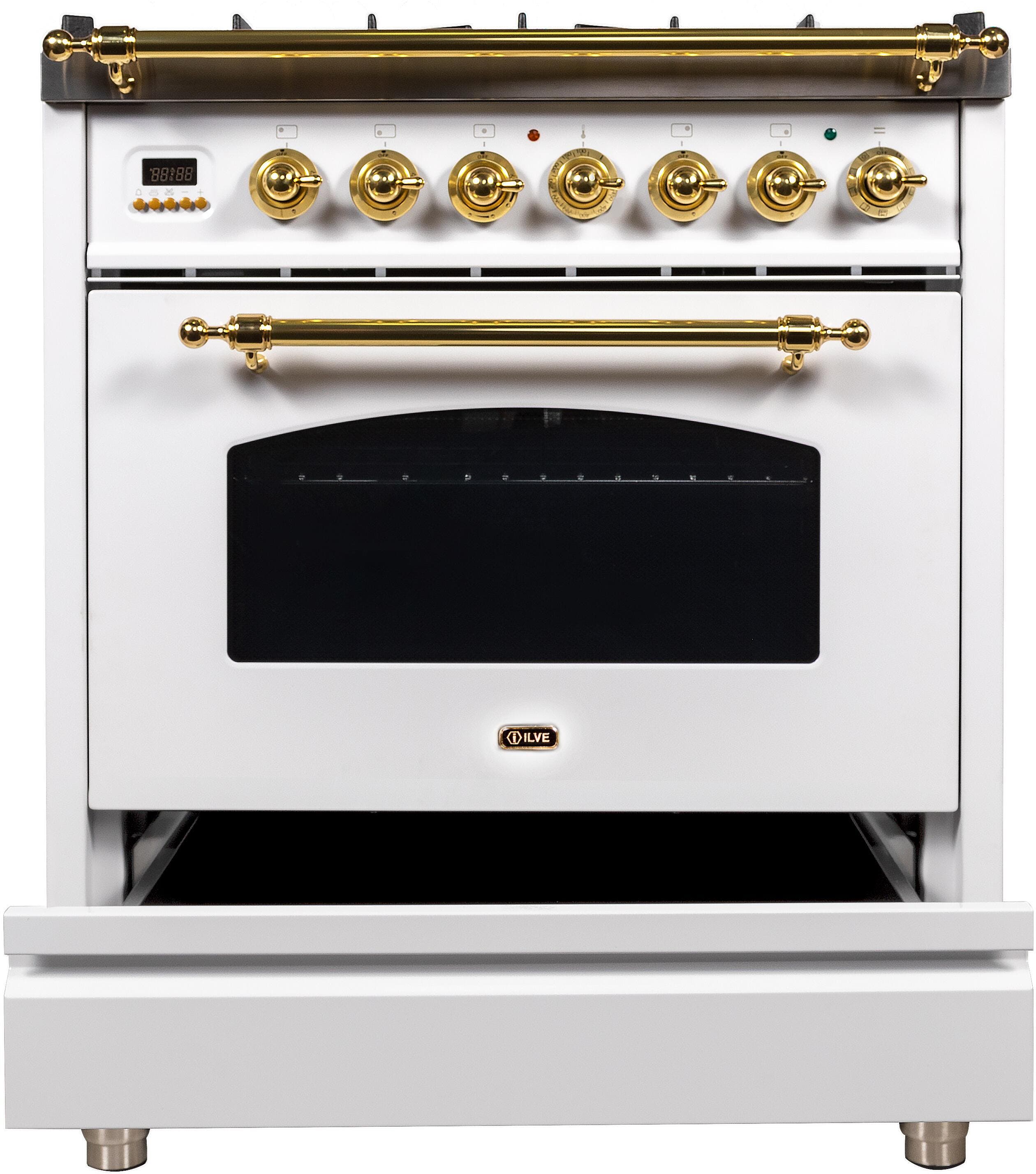 Ilve UPN76DMPB Natural Gas In White W/ Brass Trim