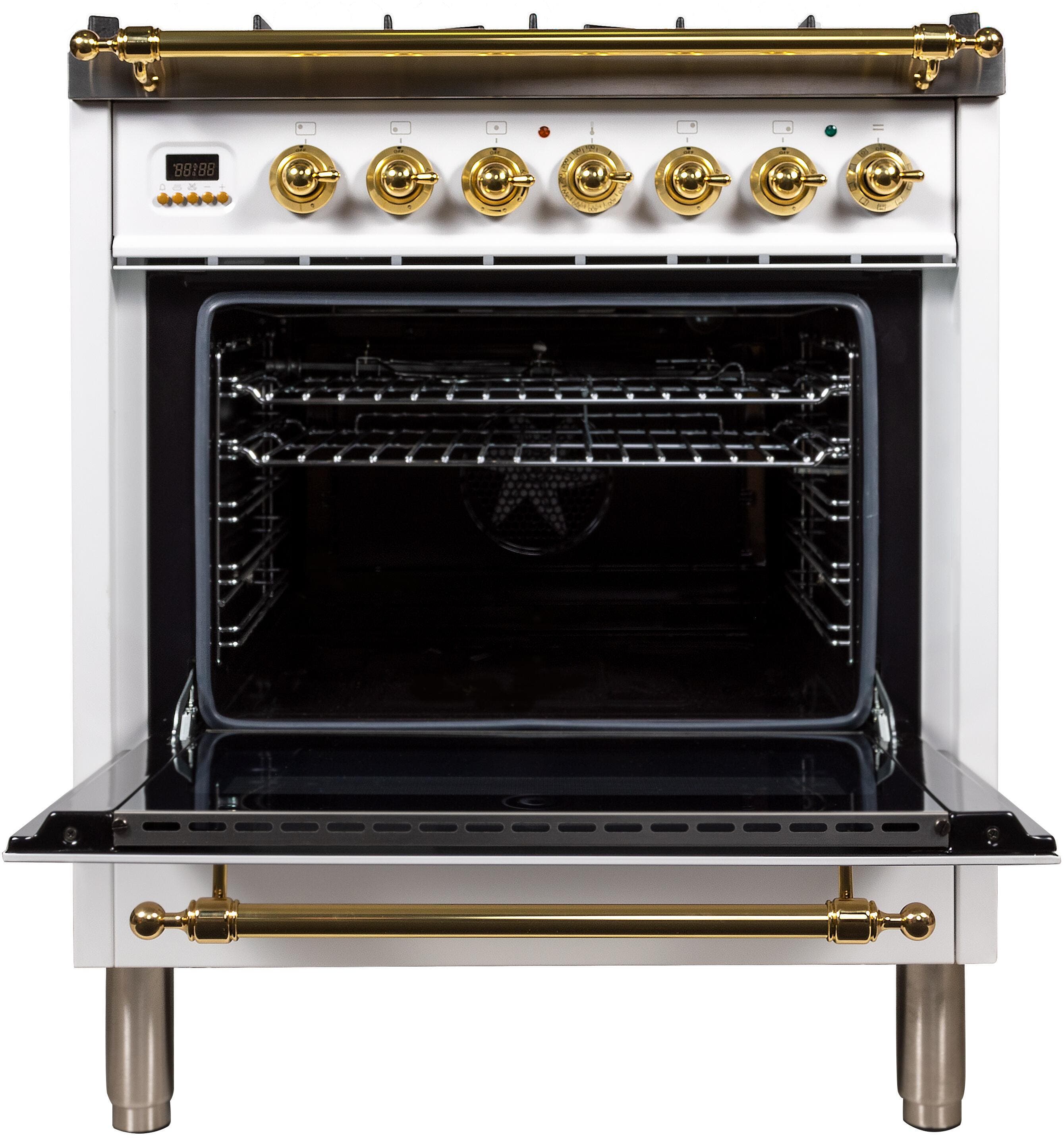 Ilve UPN76DMPB Natural Gas In White W/ Brass Trim