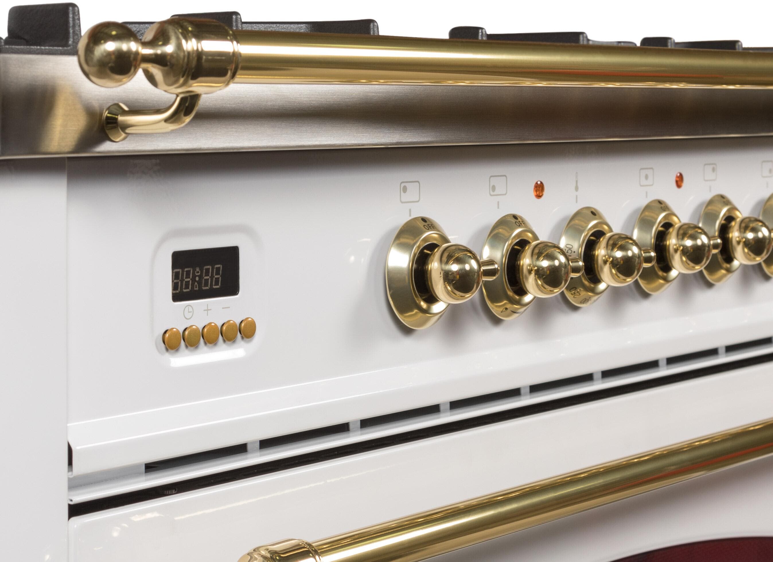 Ilve UPN76DMPB Natural Gas In White W/ Brass Trim