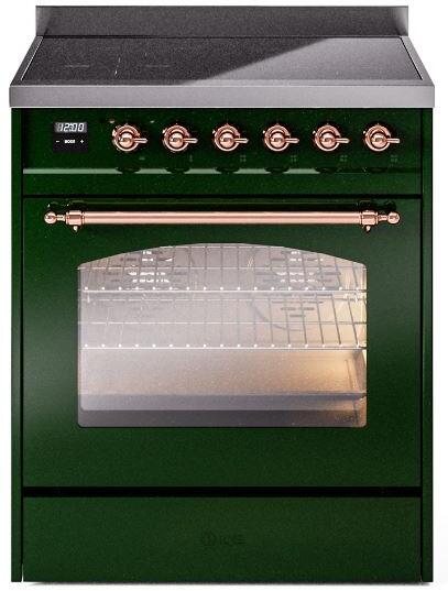 Ilve UPI304NMPEGP 30 inch All Electric Range: Emerald Green Copper