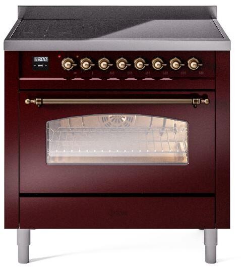 Ilve UPI366NMPBUB 36 inch All Electric Range: Burgundy Burnt