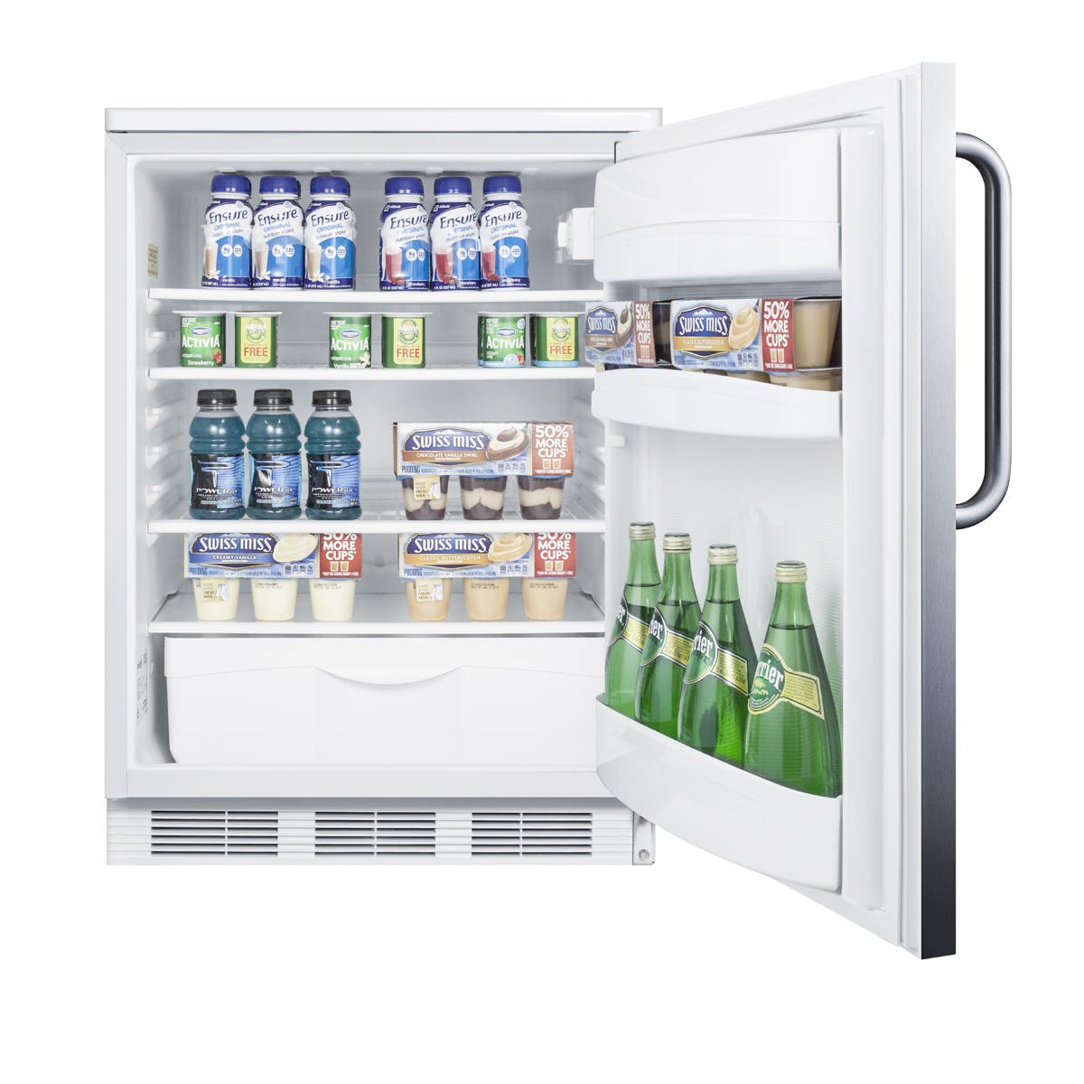 Summit FF6WBI7SSTB Stainless Steel/White, Towel Bar Handle, Crisper