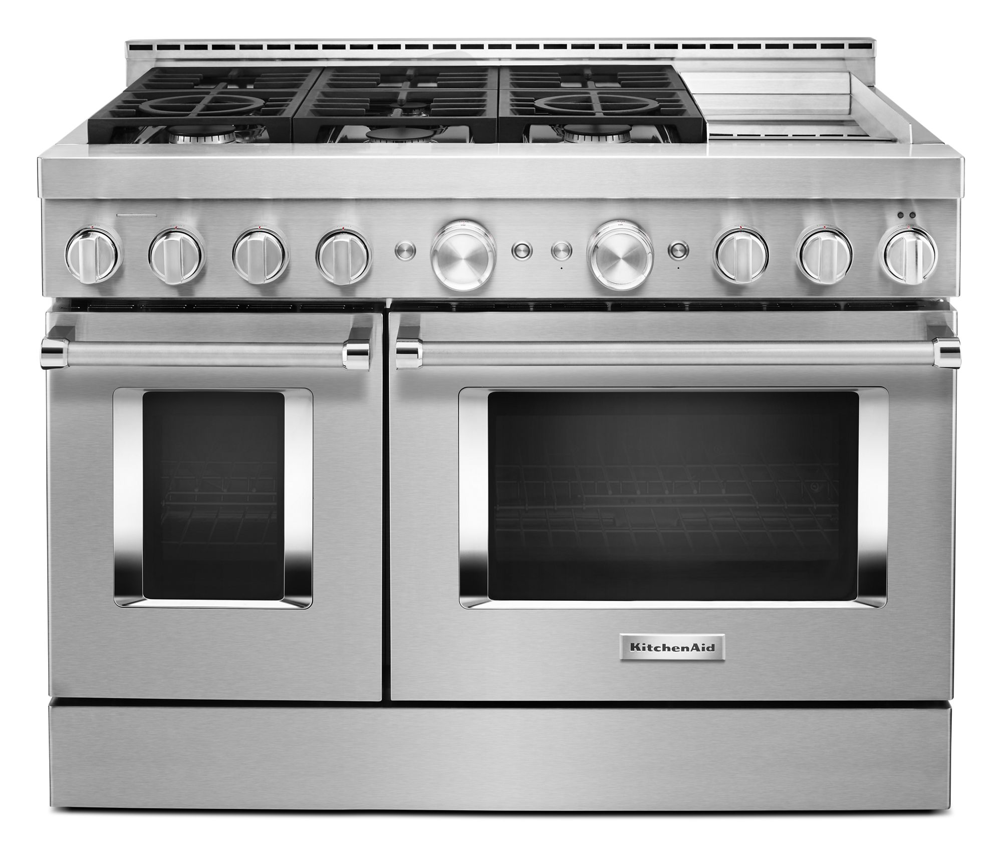 KitchenAid 36-Inch Black Stainless Steel Smart Commercial-Style Gas Range With Even-Heat Technology