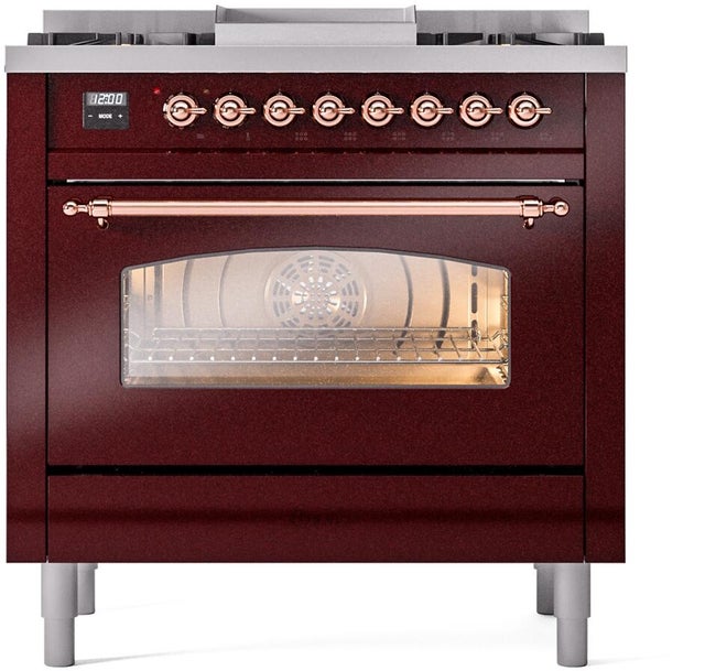 Ilve UP36FNMPBUP 36 inch Dual Fuel Range Gas Burner Top and Electri...