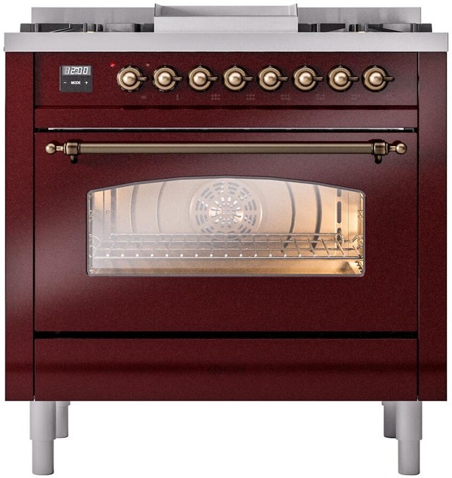 Ilve UP36FNMPBUB 36 inch Dual Fuel Range Gas Burner Top and Electri...