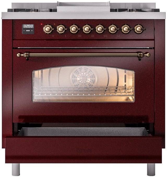 Ilve UP36FNMPBUB 36 inch Dual Fuel Range Gas Burner Top and Electri...