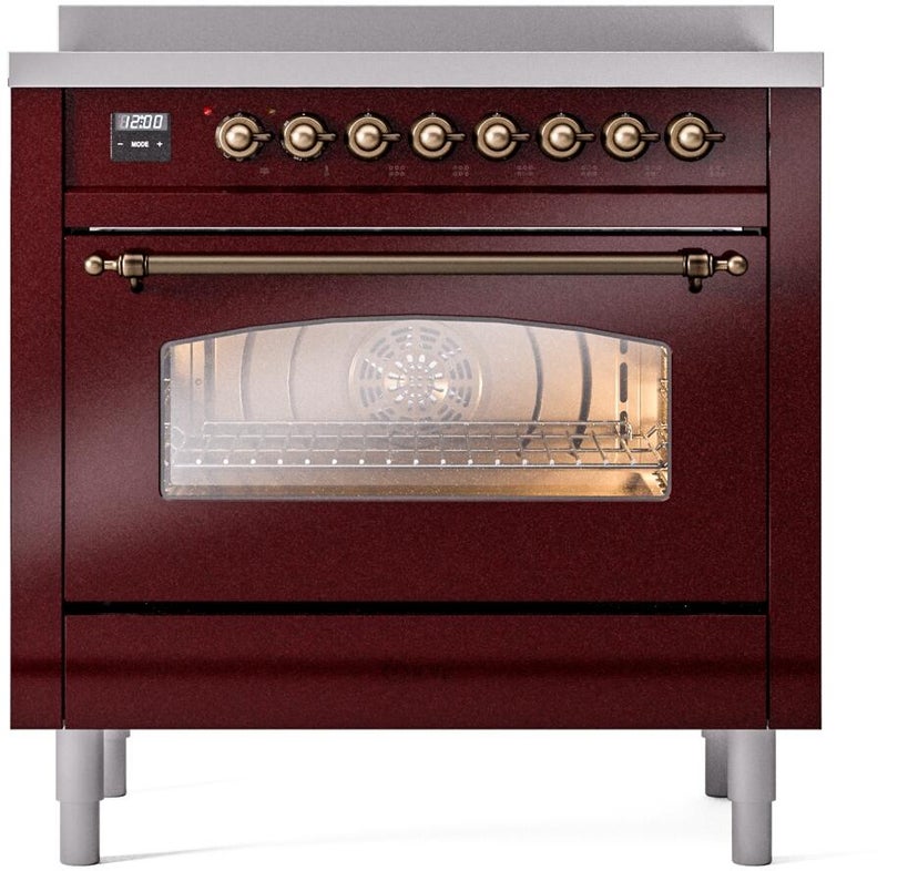 Ilve UPI366NMPBUB 36 inch All Electric Range: Burgundy Burnt