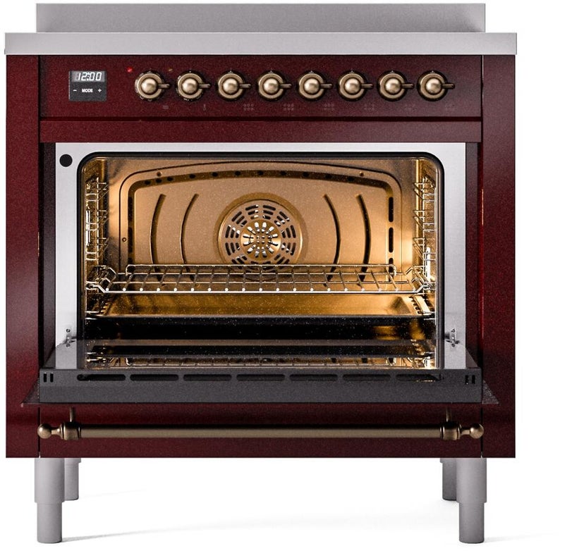 Ilve UPI366NMPBUB 36 inch All Electric Range: Burgundy Burnt