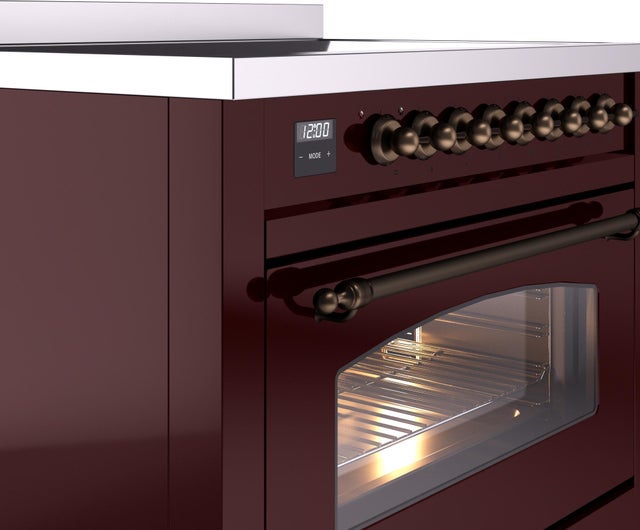 Ilve UPI366NMPBUB 36 inch All Electric Range: Burgundy Burnt