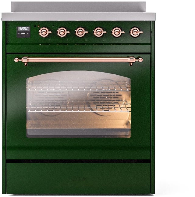 Ilve UPI304NMPEGP 30 inch All Electric Range: Emerald Green Copper