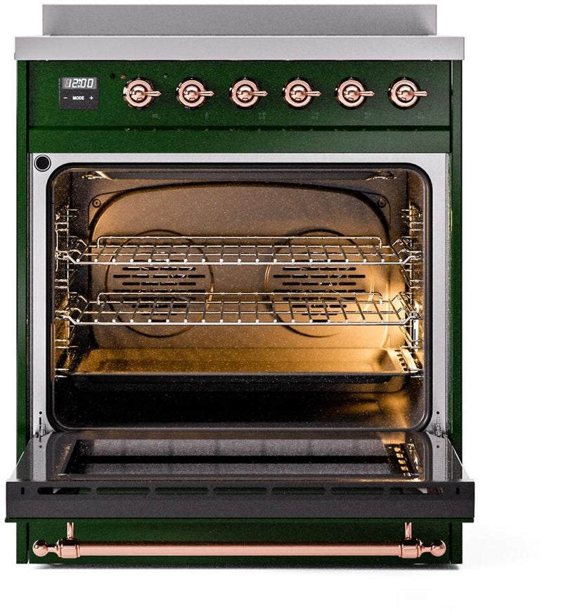 Ilve UPI304NMPEGP 30 inch All Electric Range: Emerald Green Copper