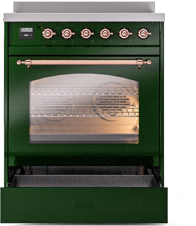 Ilve UPI304NMPEGP 30 inch All Electric Range: Emerald Green Copper