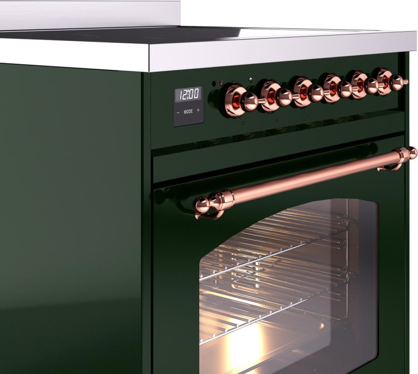 Ilve UPI304NMPEGP 30 inch All Electric Range: Emerald Green Copper