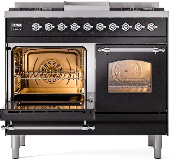 Ilve UPD40FNMPBKC 40 inch Dual Fuel Range Gas Burner Top and Electri...