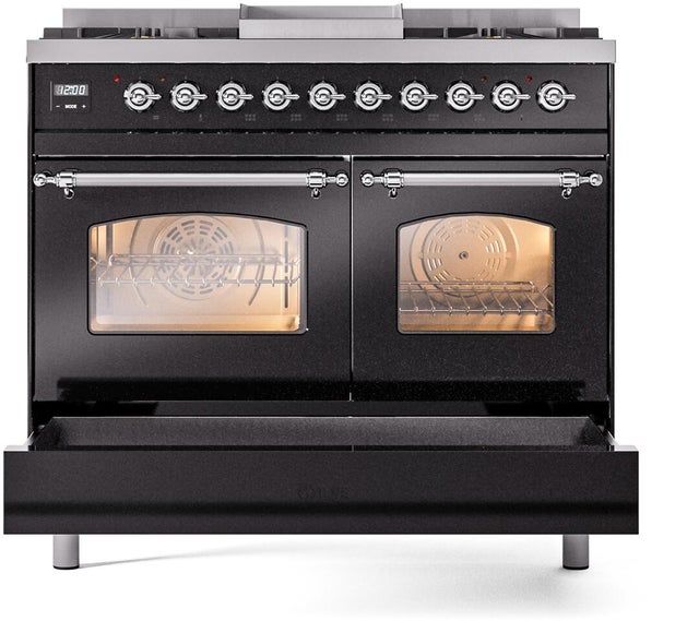 Ilve UPD40FNMPBKC 40 inch Dual Fuel Range Gas Burner Top and Electri...