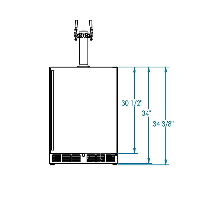 Kalamazoo KHP24TO42LL2M6 24" Keg Tapper,  Two-faucet tap.: Marine Grade Sta...