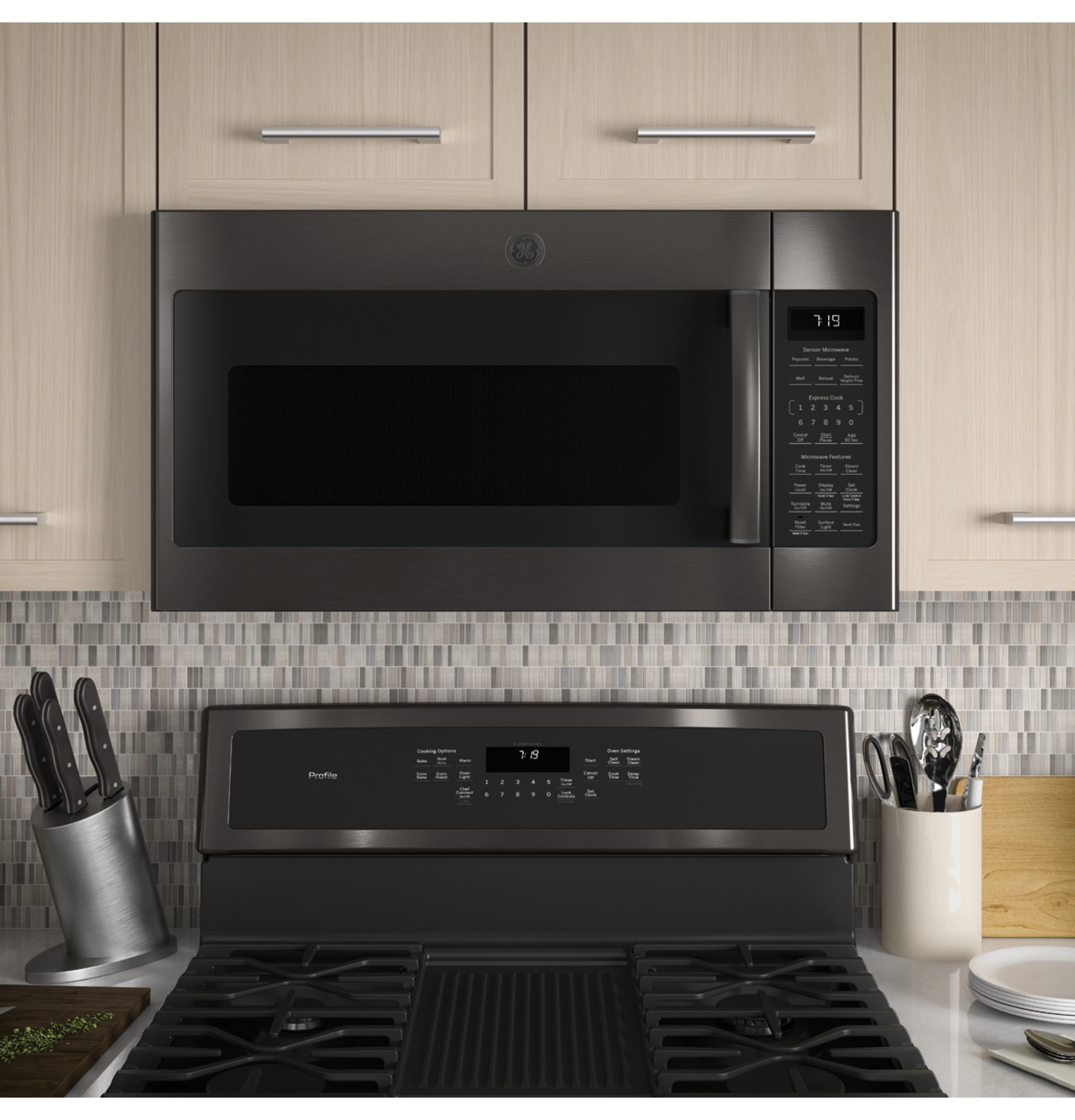 GE JNM7196BLTS Fingerprint Resistant, Black Stainless