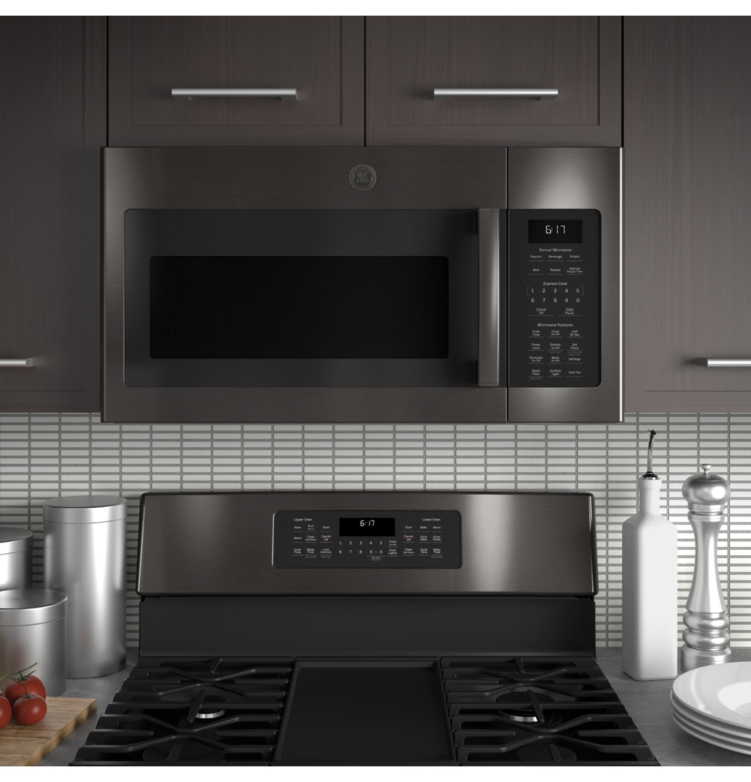 GE JVM6175BLTS Black Stainless Steel
