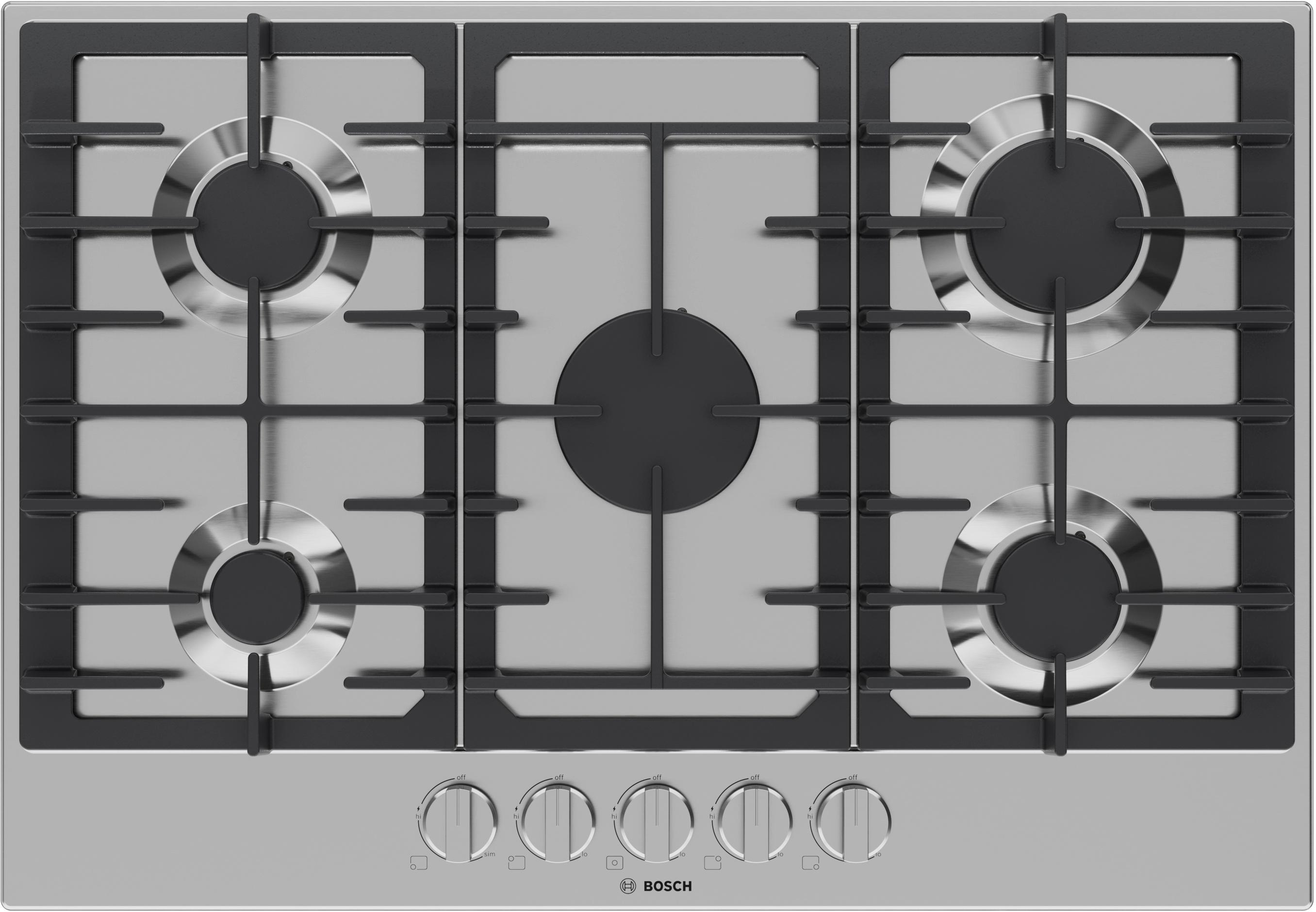 Bosch NGM3050UC 300 Series, 30" Gas Cooktop,5 Burner: Stainless
