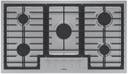 36 Inch Gas Cooktop with 5 Sealed Burners, Continuous Cast Iron Grates, OptiSim® Burner, Distinctive Red LED Light, One-Piece Stainless Steel Design, and ADA Compliant
