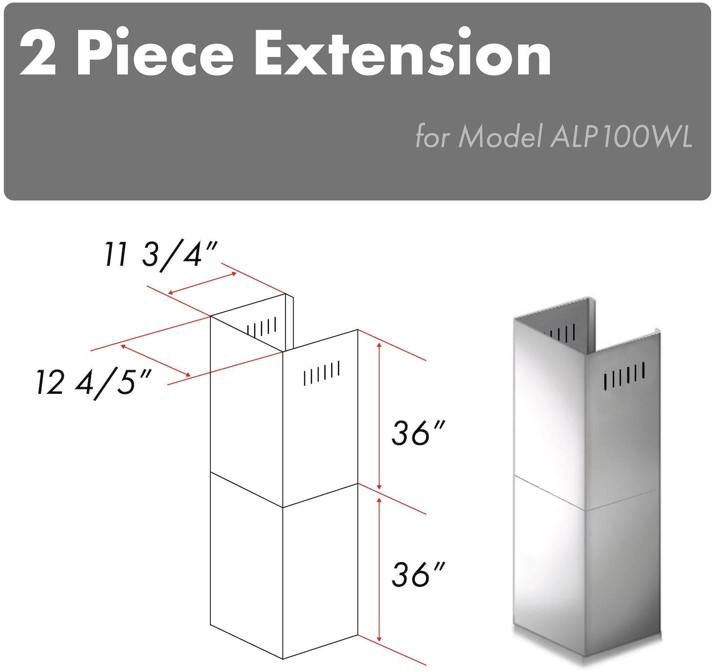 Zline 2PCEXTALP100WL Stainless Steel