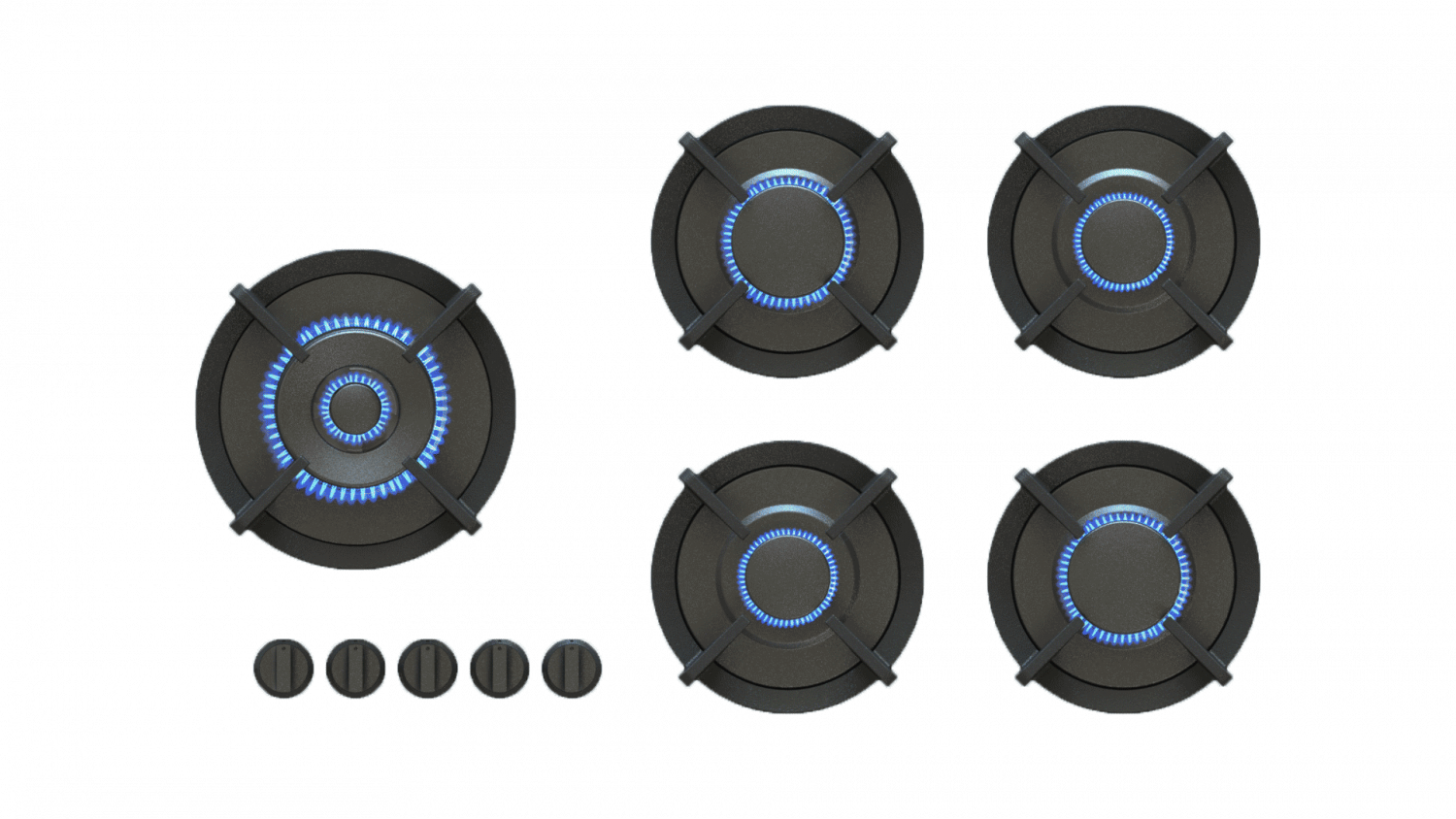36 Inch Gas Cooktop with 5 Brass Burners