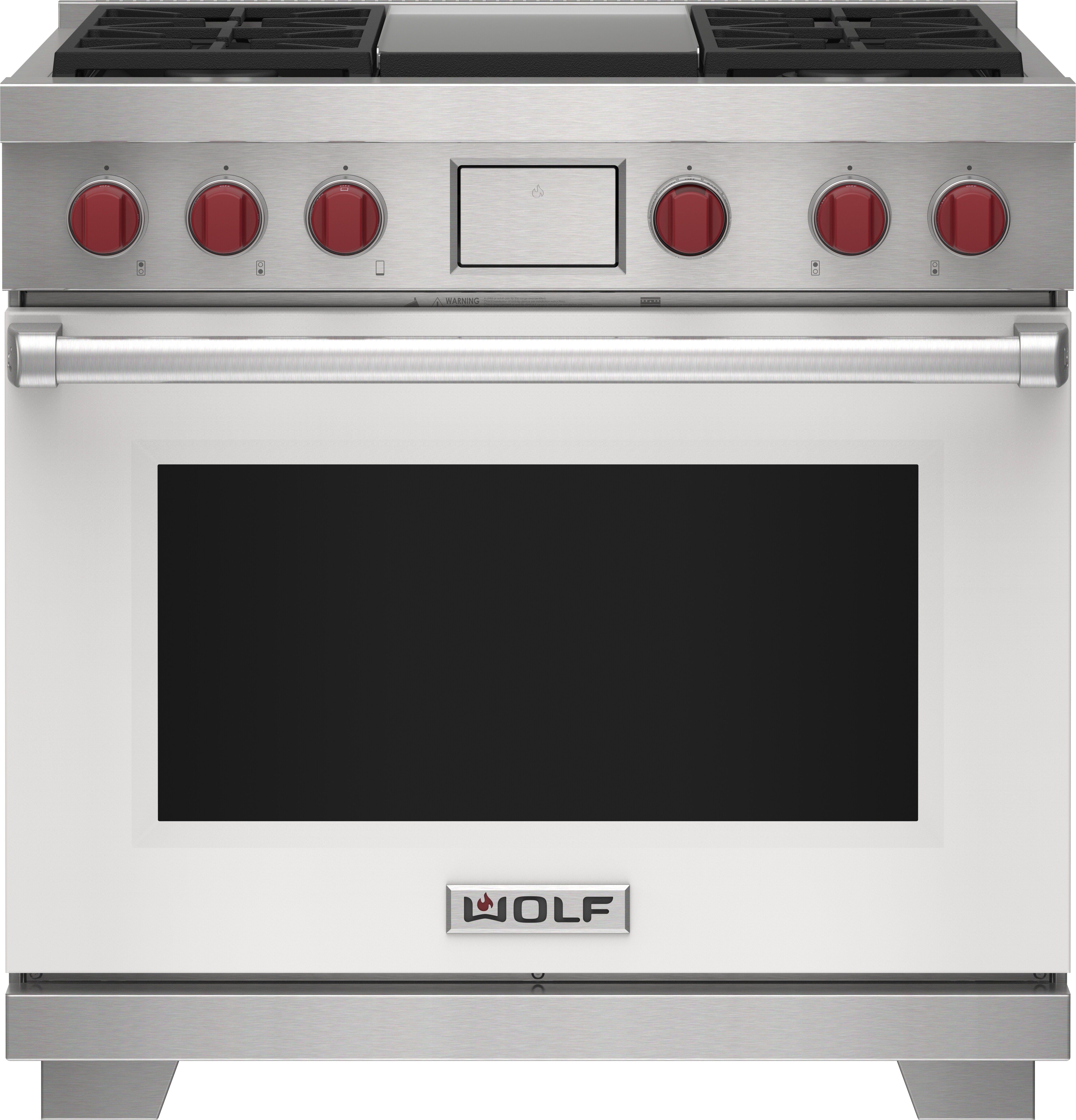 Wolf DF36450GWHP 36 Inch Freestanding Dual Fuel Range | Plesser's