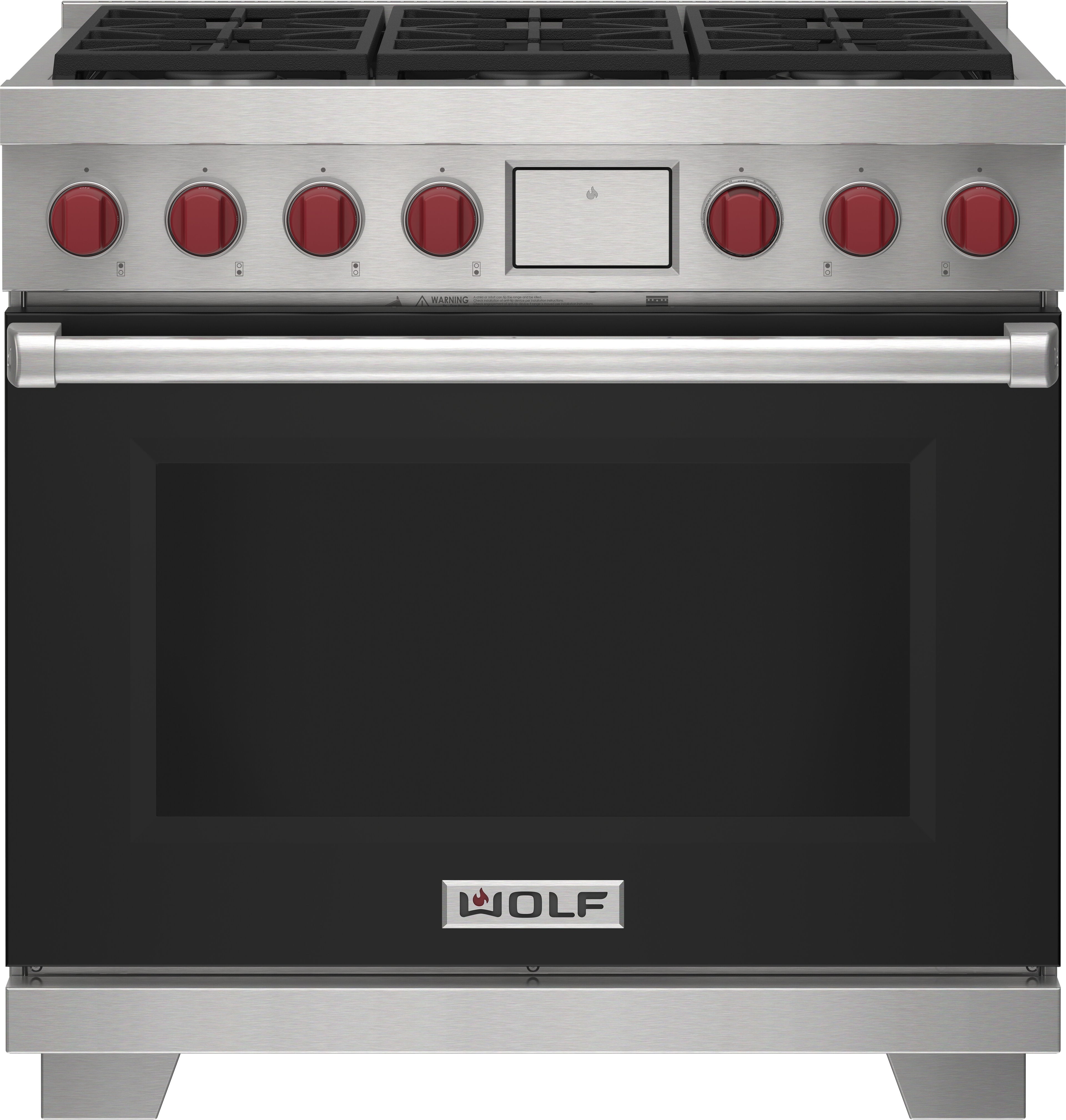 Wolf DF36650BKPLP 36" Dual Fuel Range with 6 Burners: Black, Liquid ...