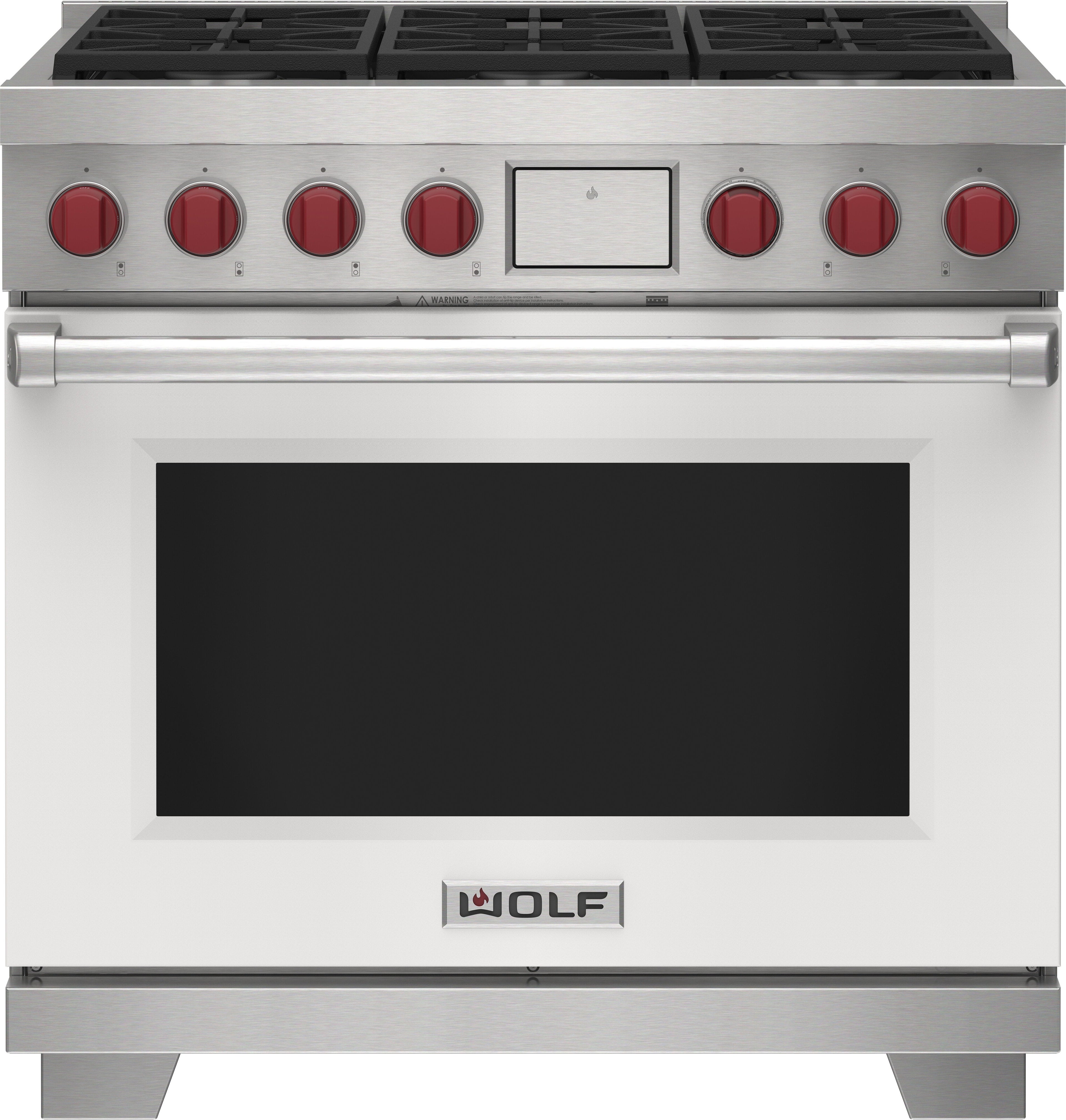 Wolf DF36650WHPLP 36" Dual Fuel Range with 6 Burners: White, Liquid ...