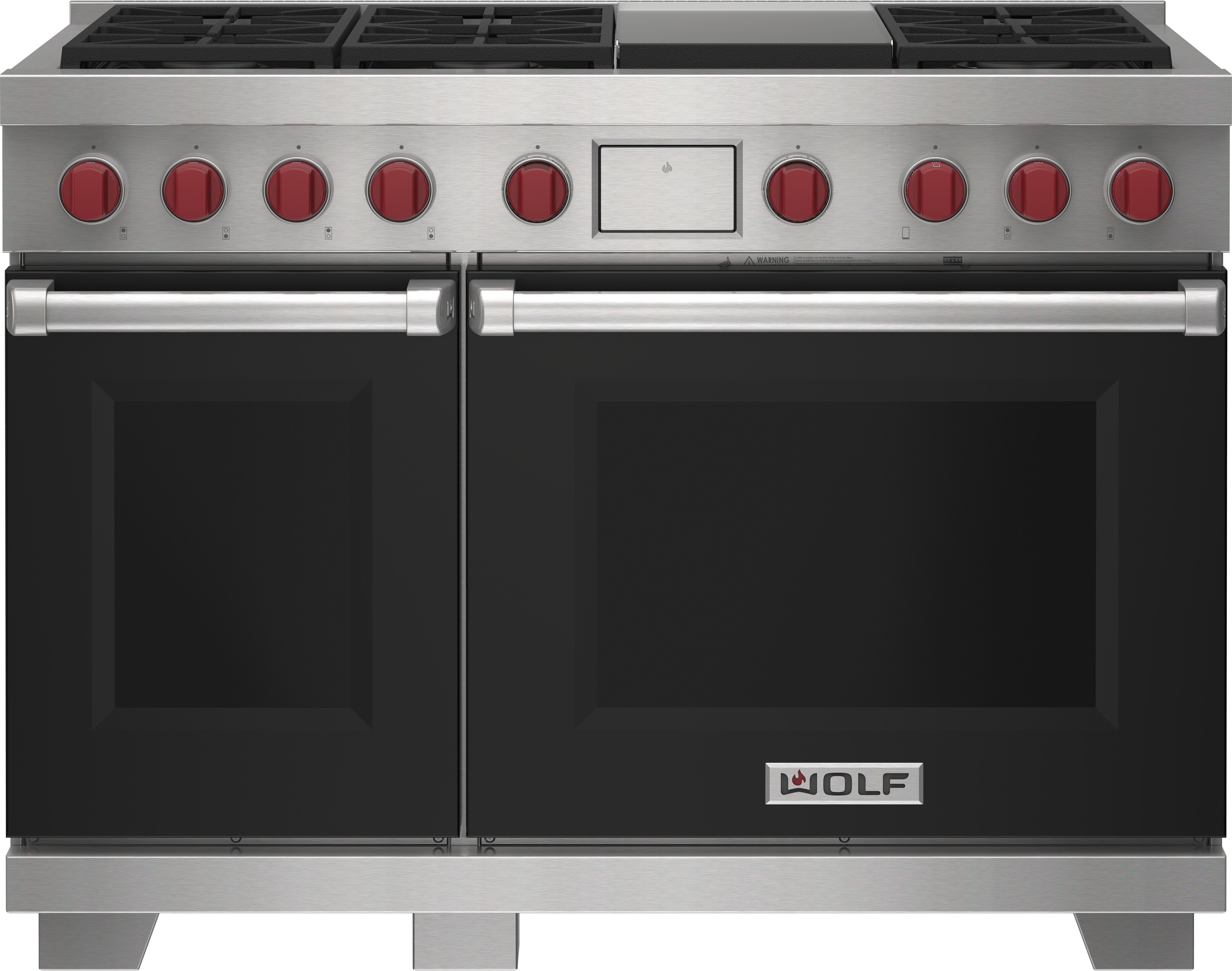 Wolf DF48650GBKP 48 Inch Freestanding Dual-Fuel Smart Range Black